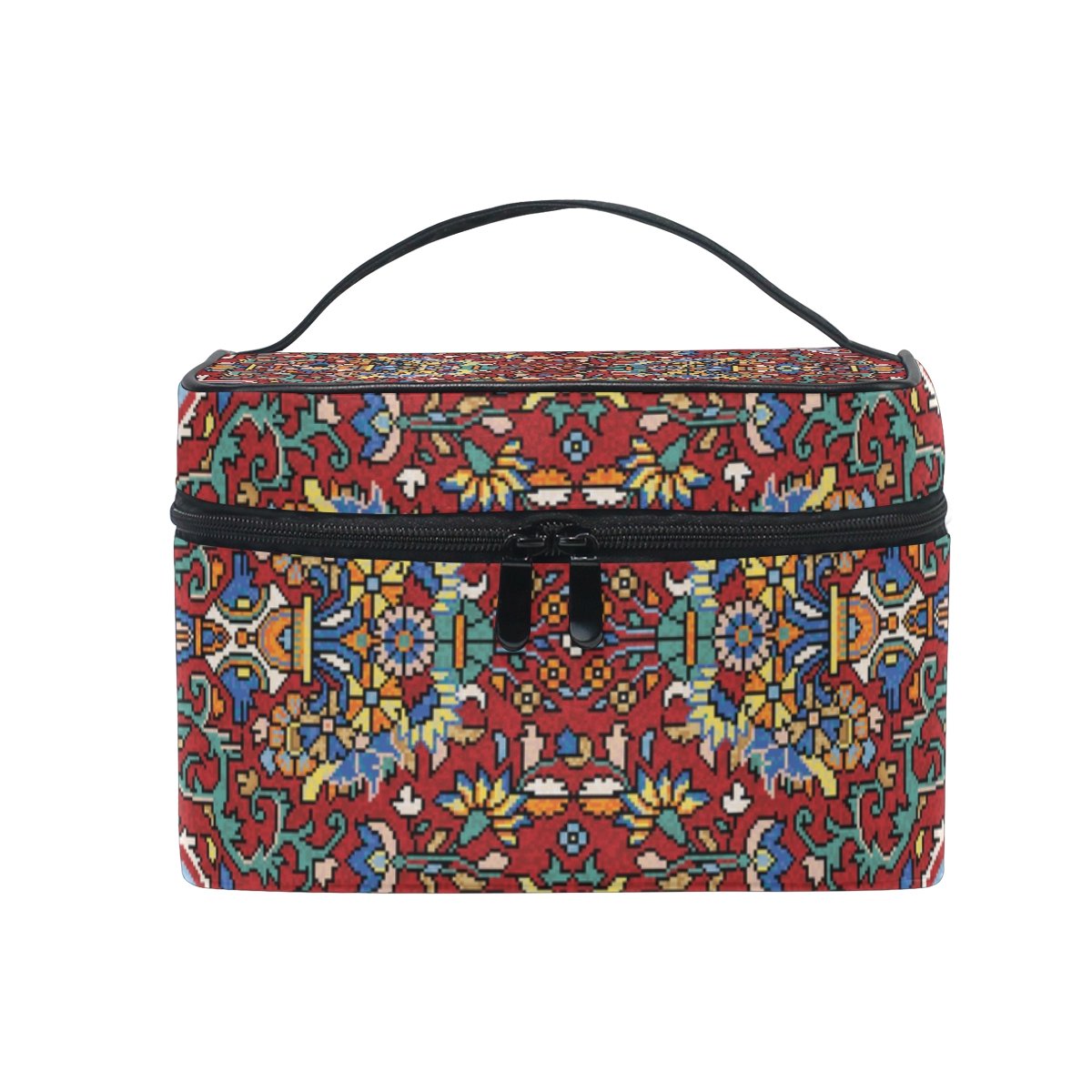 Stylish Mosaic Oriental Cosmetic Bag for Women - Waterproof Travel Makeup Train Case with Mirror | Perfect for Travel, Gym, and Daily Beauty Storage Organizer