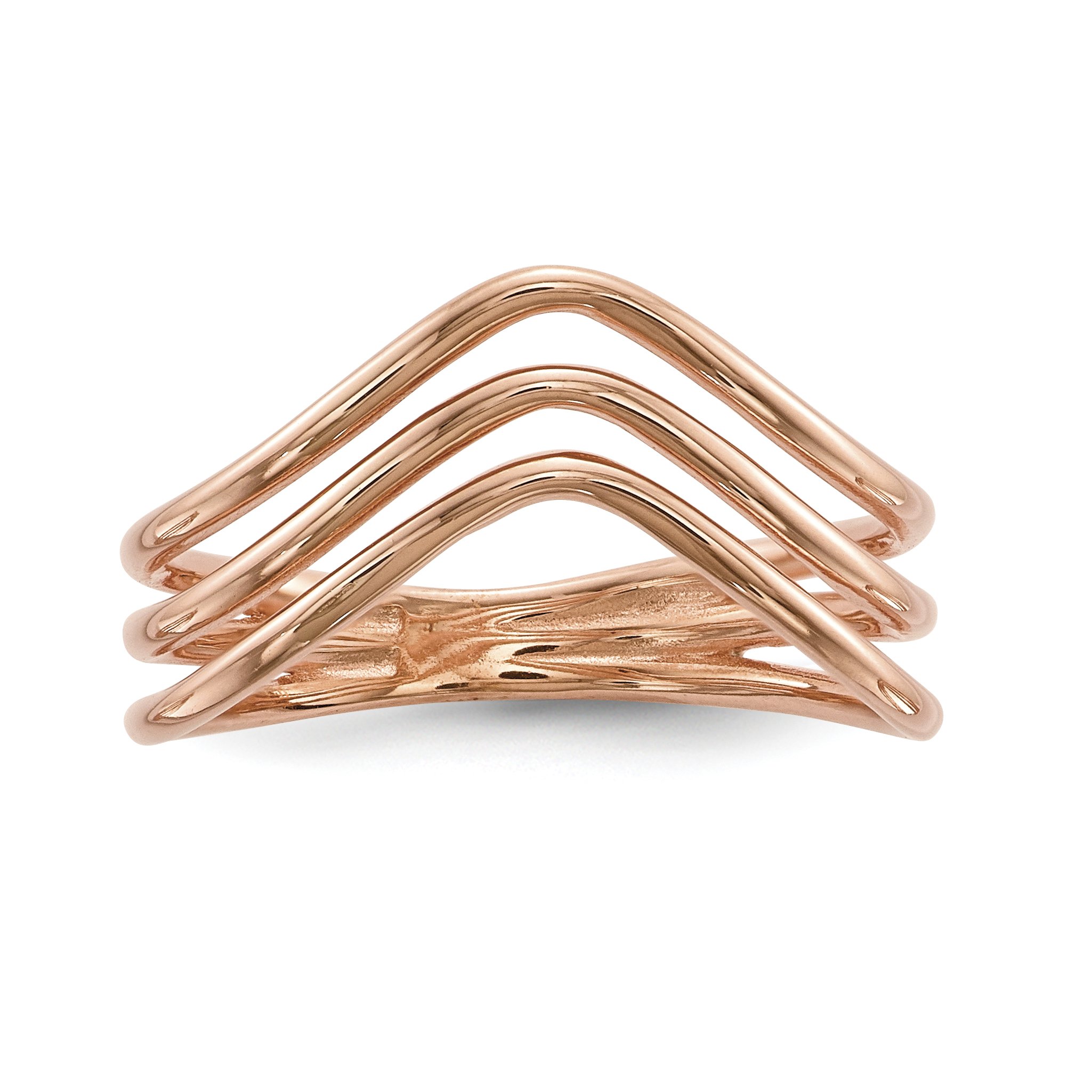 Sterling Silver Rose Gold Tone 3-Band Stackable Ring for Women - Elegant Jewelry Gift for Valentine's Day, Anniversary or Everyday Wear
