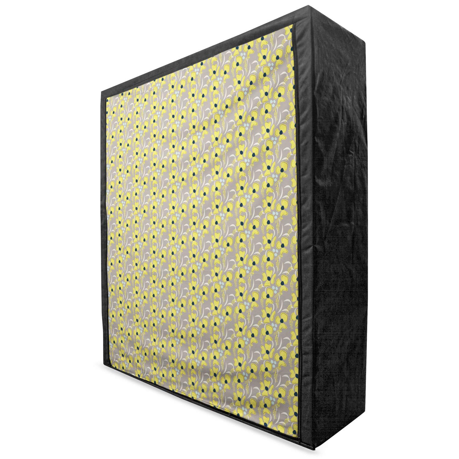 Ambesonne Taupe Portable Fabric Wardrobe Closet with Shelves - 59 Inch Clothing Organizer for Bedroom, Indigo Yellow Taupe Floral Design - Perfect for Small Spaces, Dorm Rooms & Seasonal Storage