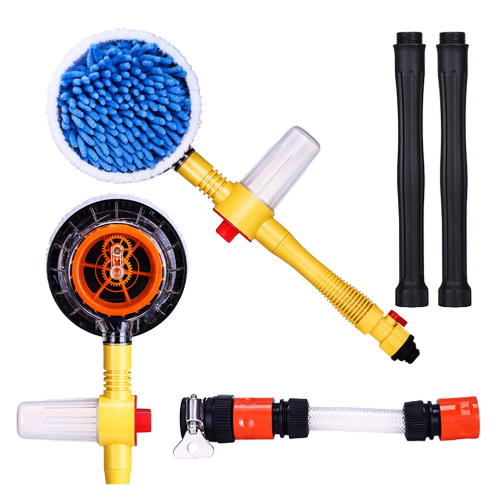 IMIKEYA Rotating Car Wash Brush with Microfiber - Detachable & Extendable Pressure Wash Scrub Brush for Cars, Trucks, SUVs - Perfect for Home, Garden & Auto Detailing (Random Color)