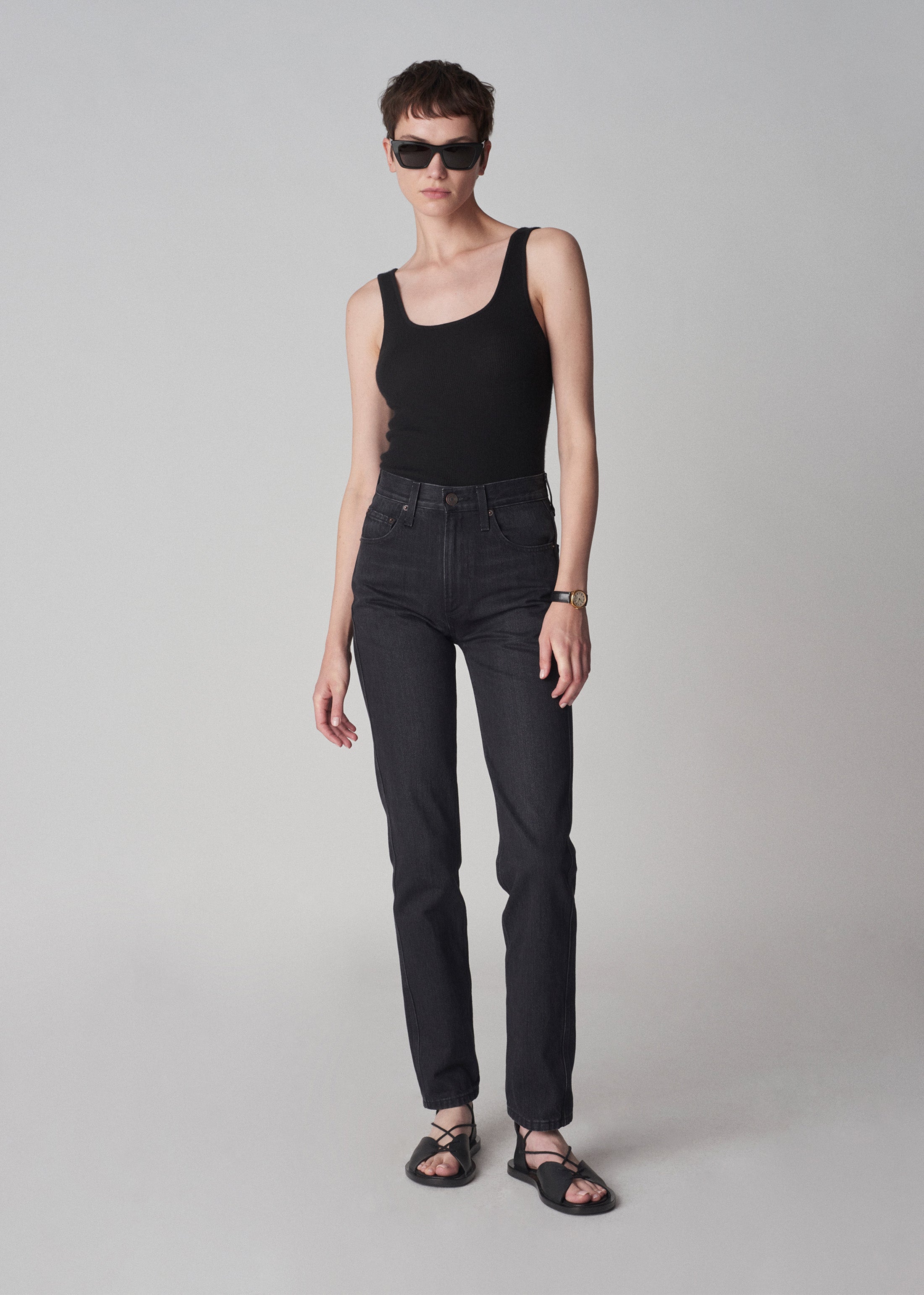 High Rise Denim Jeans in Washed Black - Stylish & Comfortable for Women's Casual Wear & Everyday Outfits