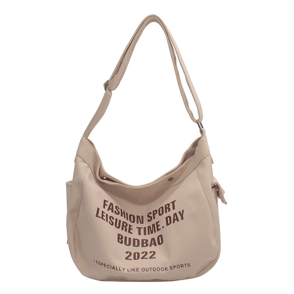 Stylish Women's Large Capacity Canvas Tote Bag - Fashionable Casual Messenger Purse for School, Work & Travel (Beige) | Perfect as Student Backpack, Office Bag & Everyday Carry-all Accessory