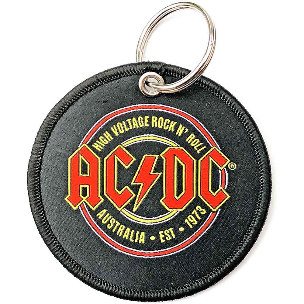 AC/DC Patch Keychains - Vintage 1973 Rock Band Merchandise - Perfect for Backpacks, Jackets & Gift Giving