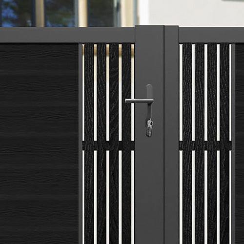 Classic Aspen Straight Top Driveway Gate - Black Powder Coated Steel - Middle & End Screen - Perfect for Residential & Commercial Property Security