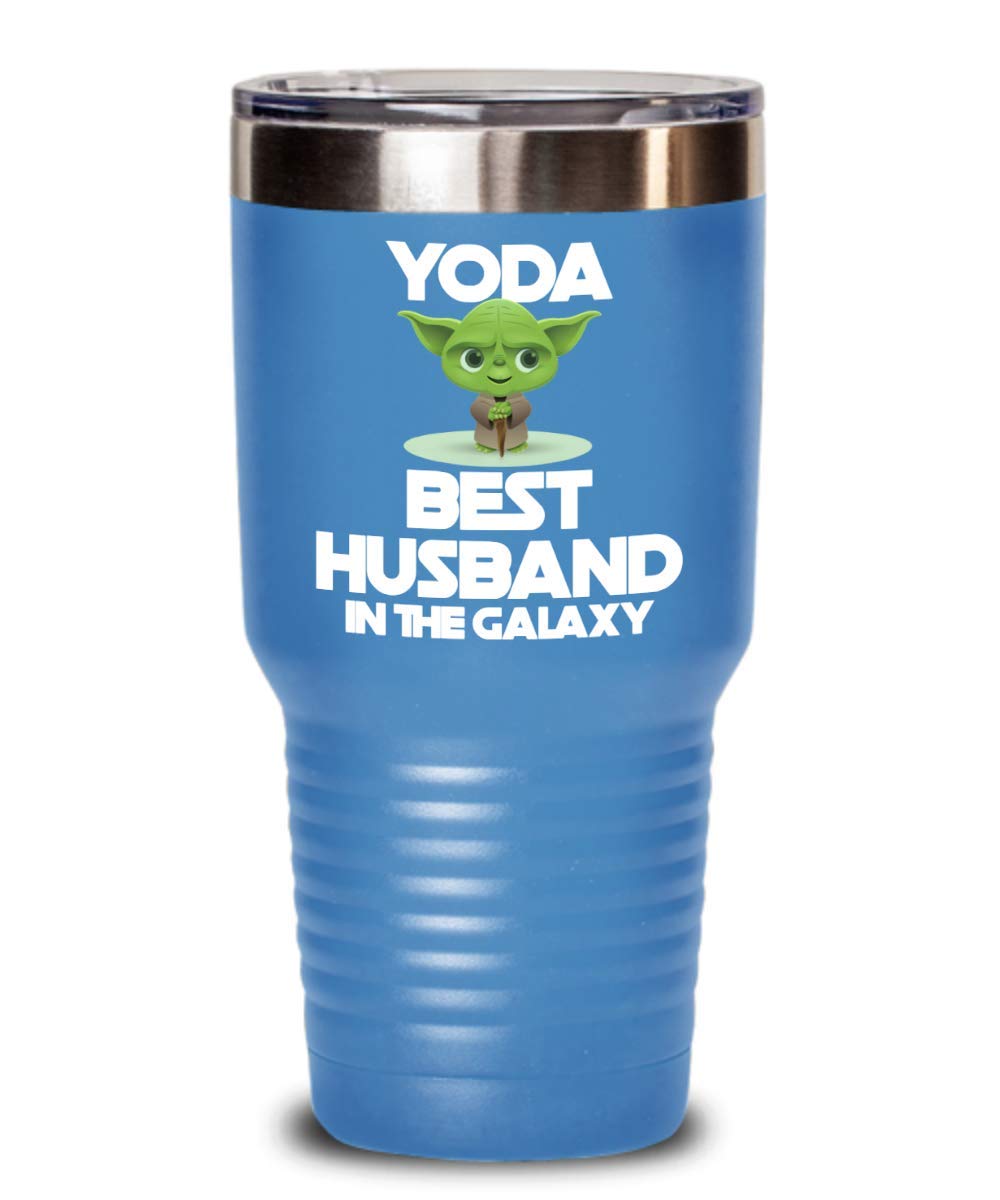 Funny Yoda Coffee Mug - Best in the Galaxy Husband Tumbler Cup - Insulated Tea Cup with Lid - Great Gag Gift for Men's Birthday & Anniversary - Perfect for Office, Home Use & Star Wars Fans