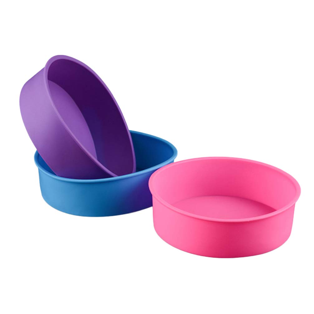 Hemoton 3-Piece Silicone Cake Molds Set - Non-Stick Quick Release Baking Pans for Round Bread, Cupcakes & Mini Desserts | Perfect for Home Baking, Party Treats & DIY Lip Gloss Containers