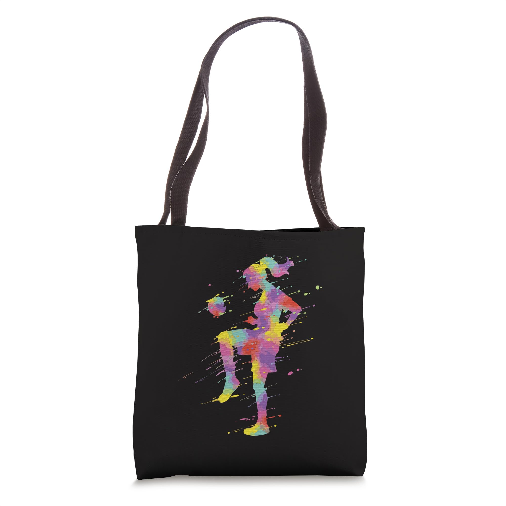 Stylish Soccer Girl Tote Bag for Women - Durable Canvas Shoulder Bag - Perfect for School, Sports, and Shopping (Black/White)