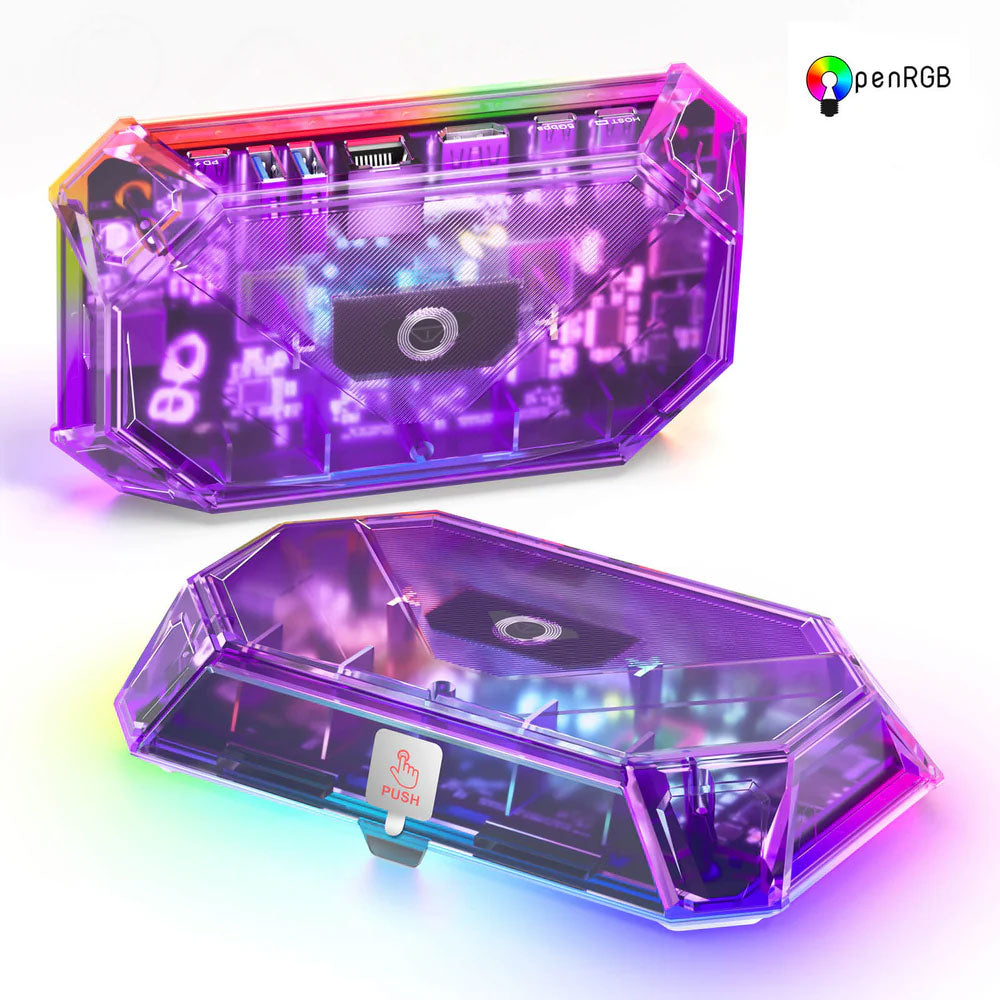 JSAUX 8-Port USB Hub with RGB Lighting - Portable USB 3.0 Docking Station for Laptop, PC, MacBook (Clear Purple) | Perfect for Gaming Setup, Home Office & Multi-Device Charging