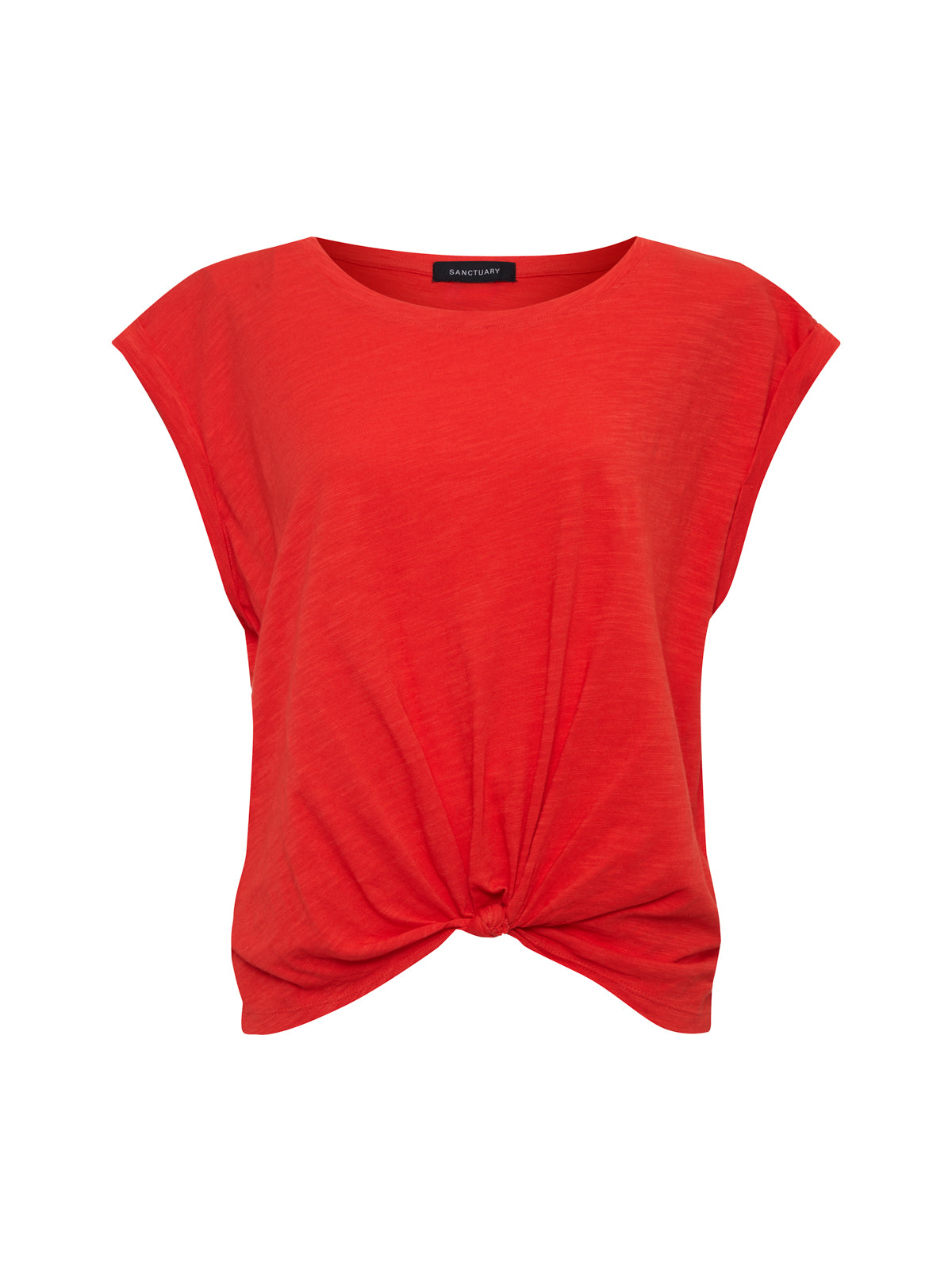 Knotted Muscle Tee Cayenne - Stylish Women's T-Shirt for Casual Wear, Gym & Street Fashion