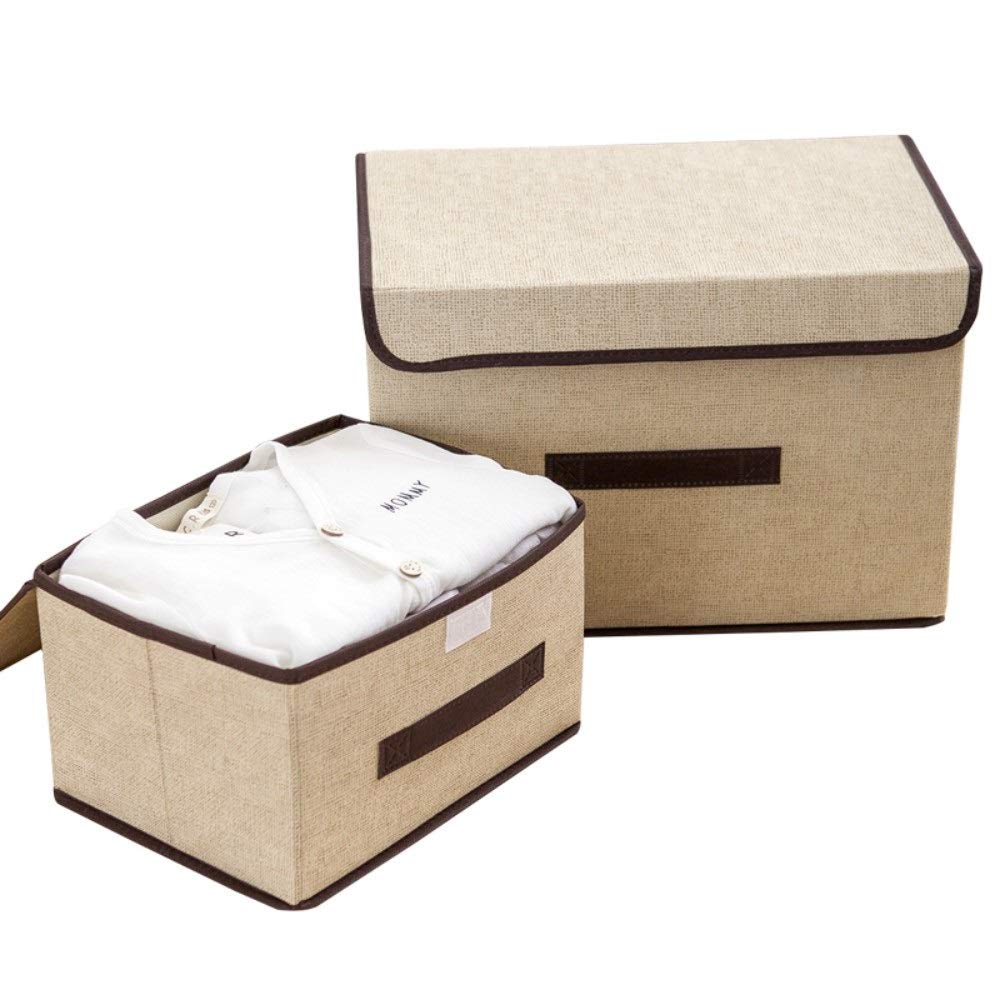 HV8WO Underwear Storage Box - Closet Organizer for Clothes, Bedding & Accessories - 2 Pack Khaki Fabric Bins - Perfect for Bedroom, Closet & Laundry Room Organization