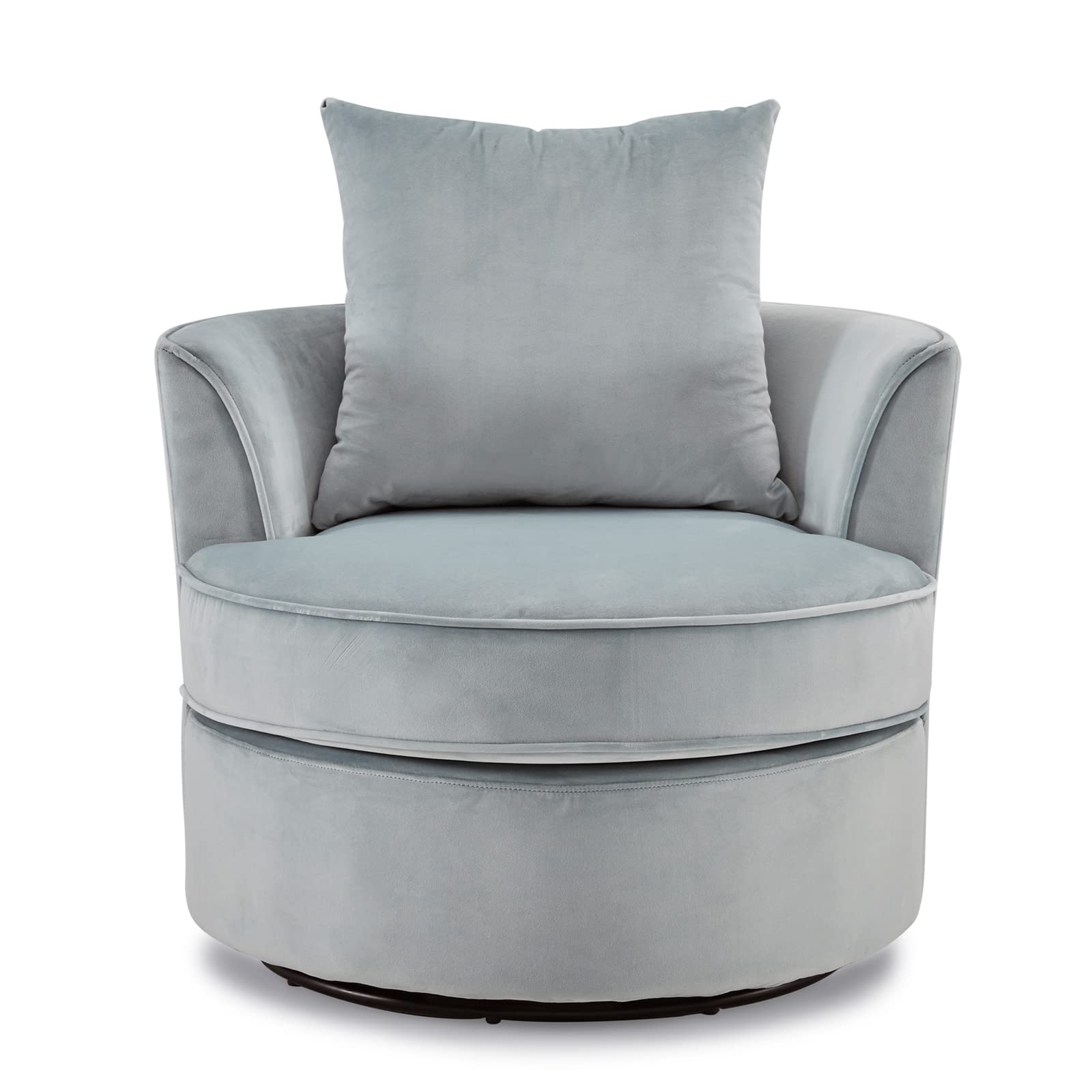 360° Swivel Barrel Accent Chair with Pillow - Fully Assembled Modern Upholstered Lounge Chair for Living Room, Bedroom & Office - Gray Club Sofa for Relaxing, Reading & Entertaining Guests