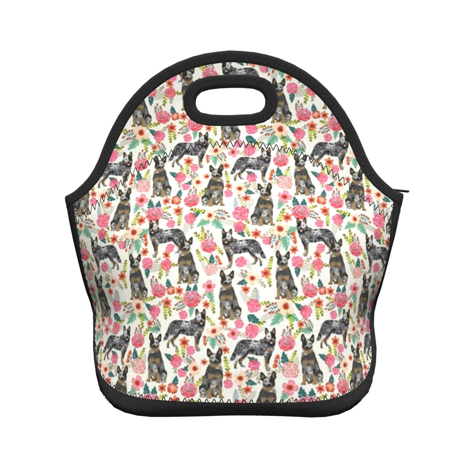 Australian Cattle Dog Floral Insulated Lunch Bag for Women & Men - Reusable Tote Lunch Box for Work, School, Picnics & Outdoor Activities