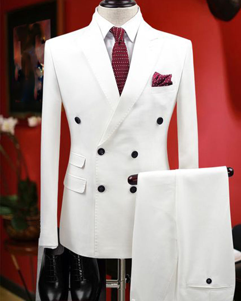 2022 Men's Double Breasted Wedding Suit Groom Tuxedo 2-Piece Set CB0402 - Perfect for Weddings, Proms & Formal Events