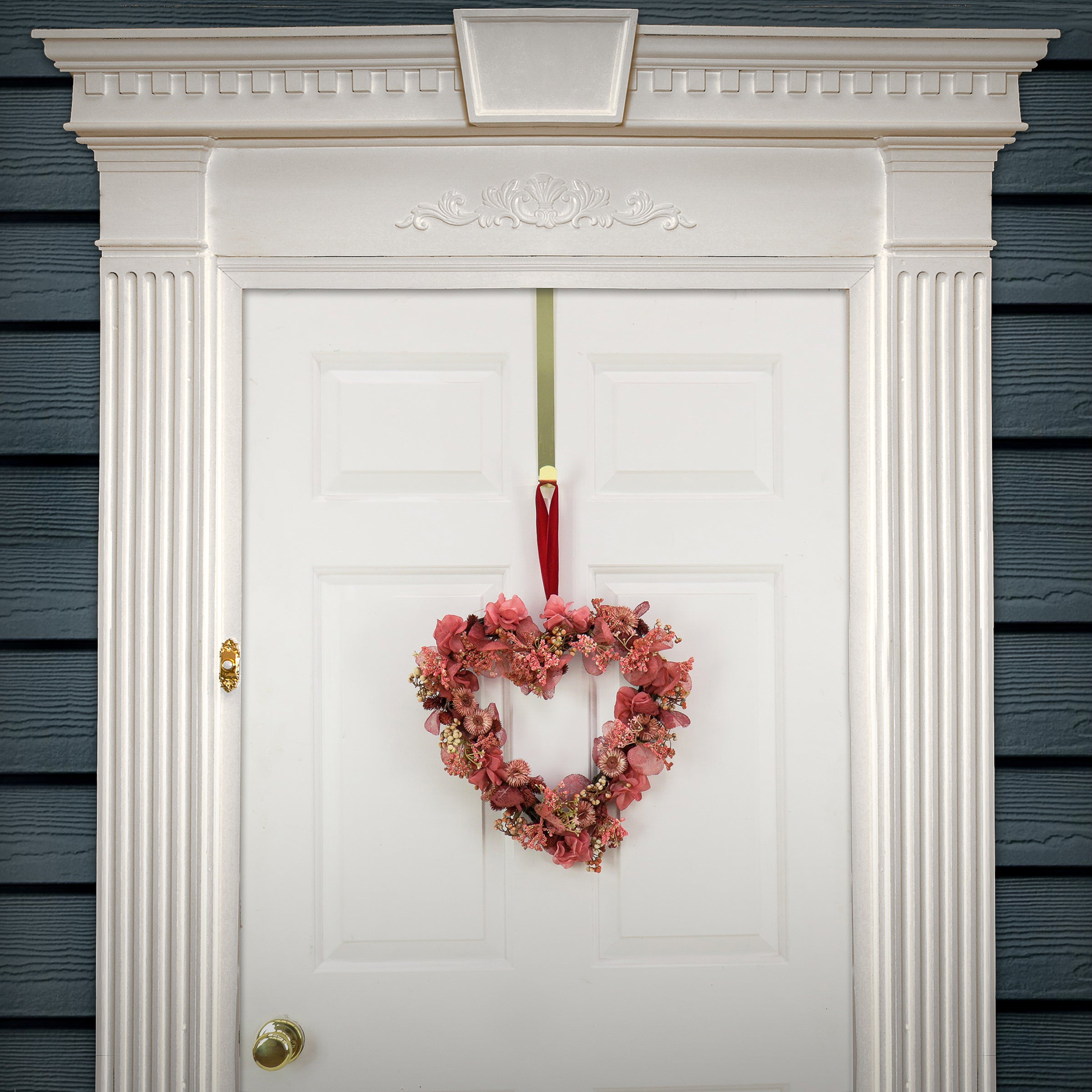 16 Inch Valentine's Day Floral Heart Wreath - Artificial Silk Flowers for Romantic Home Decor, Wedding, Anniversary & Door Wall Hanging Decorations