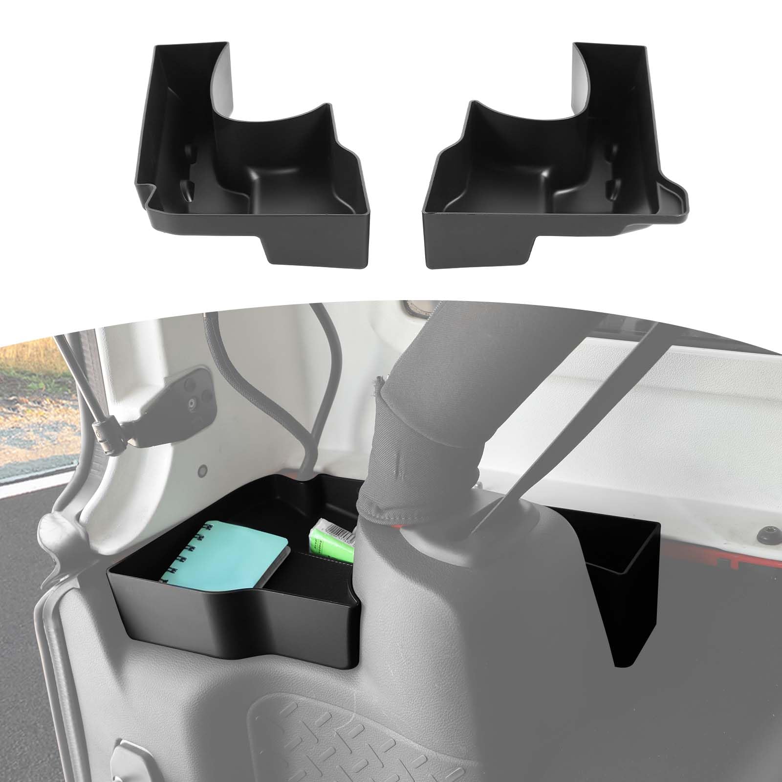 Jeep Wrangler JK Rear Trunk Storage Box & Side Tray Organizer - 2pcs Black Interior Storage Accessories for 2011-2017 JK JKU 4 Door Models | Perfect for Road Trips, Camping & Off-Road Gear Organization