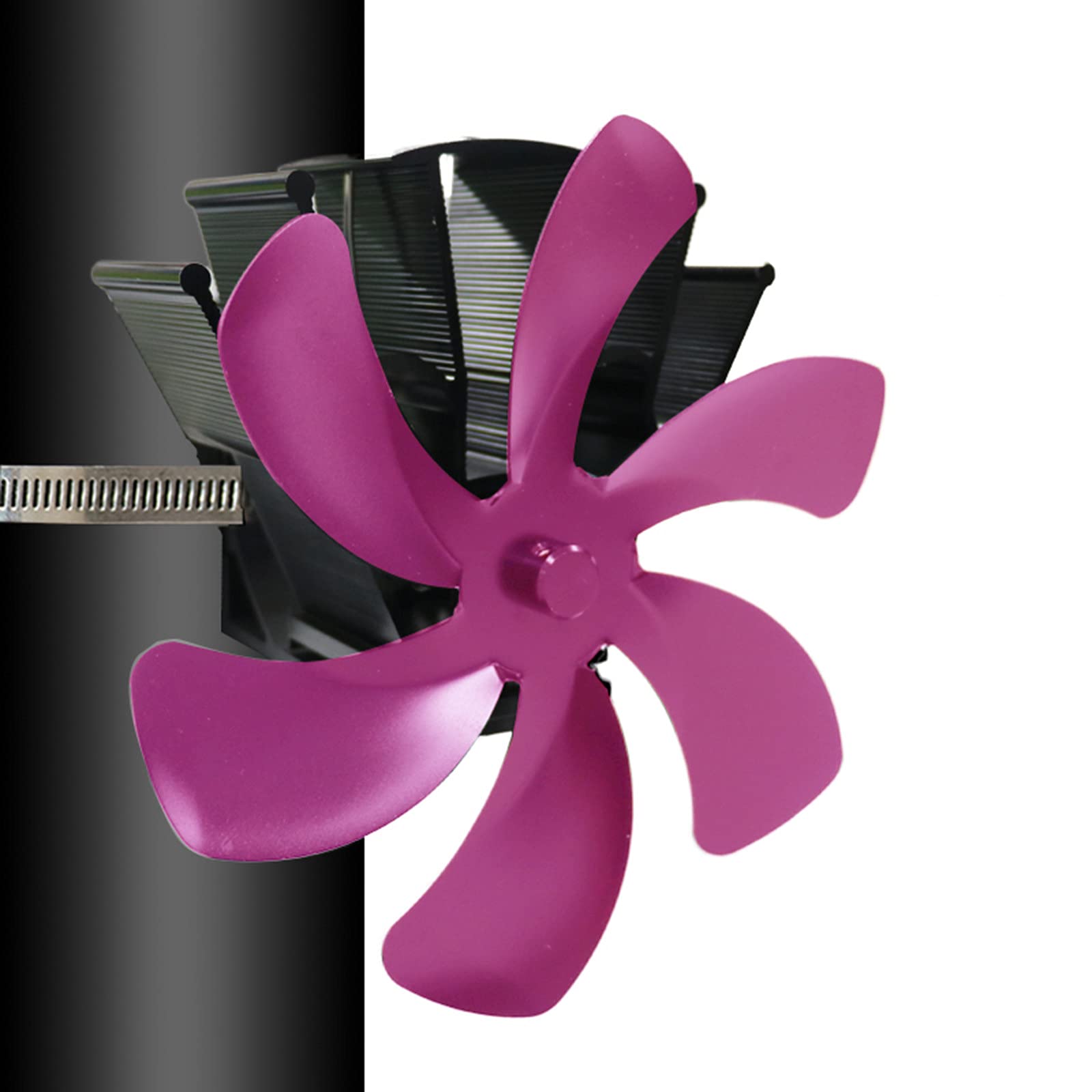 Lxiluv 6-Blade Auto-Sensing Heat Powered Wood Stove Fan - Quiet Eco-Friendly Fireplace Fan for Efficient Heat Distribution (Rose Red) - Perfect for Home Heating & Wood Burning Stoves