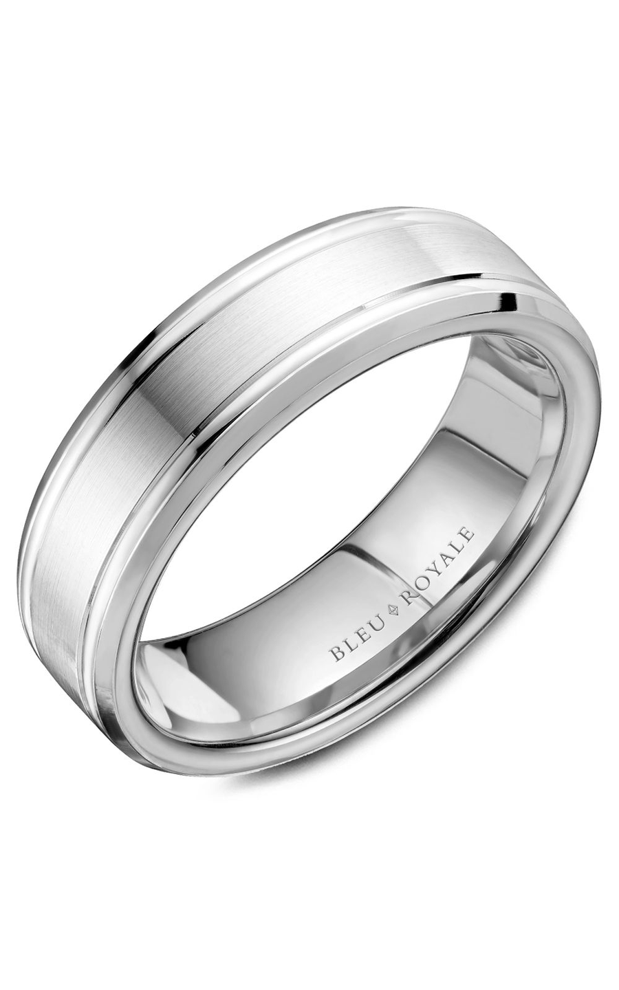 Bleu Royale Men's Wedding Band RYL 035W65 - 14K White Gold Classic Ring for Grooms & Engagement - Perfect for Weddings, Anniversaries & Special Occasions