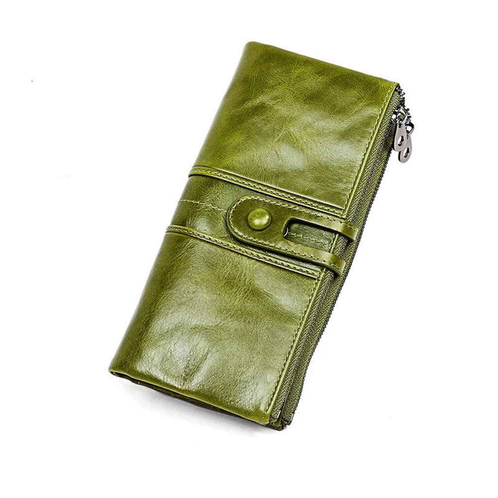 Genuine Leather Men's Wallet Clutch Bag with Zipper - Slim RFID Blocking Card Holder & Phone Pocket (20.8x10cm) - Perfect for Business, Travel & Daily Essentials (Color A)