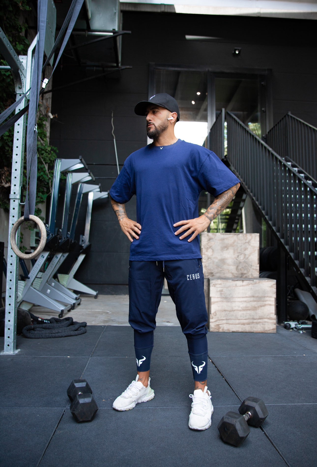 Cerus Navy Blue Logo T-Shirt for Men - Comfortable Cotton Casual Tee - Perfect for Everyday Wear, Gym, and Outings
