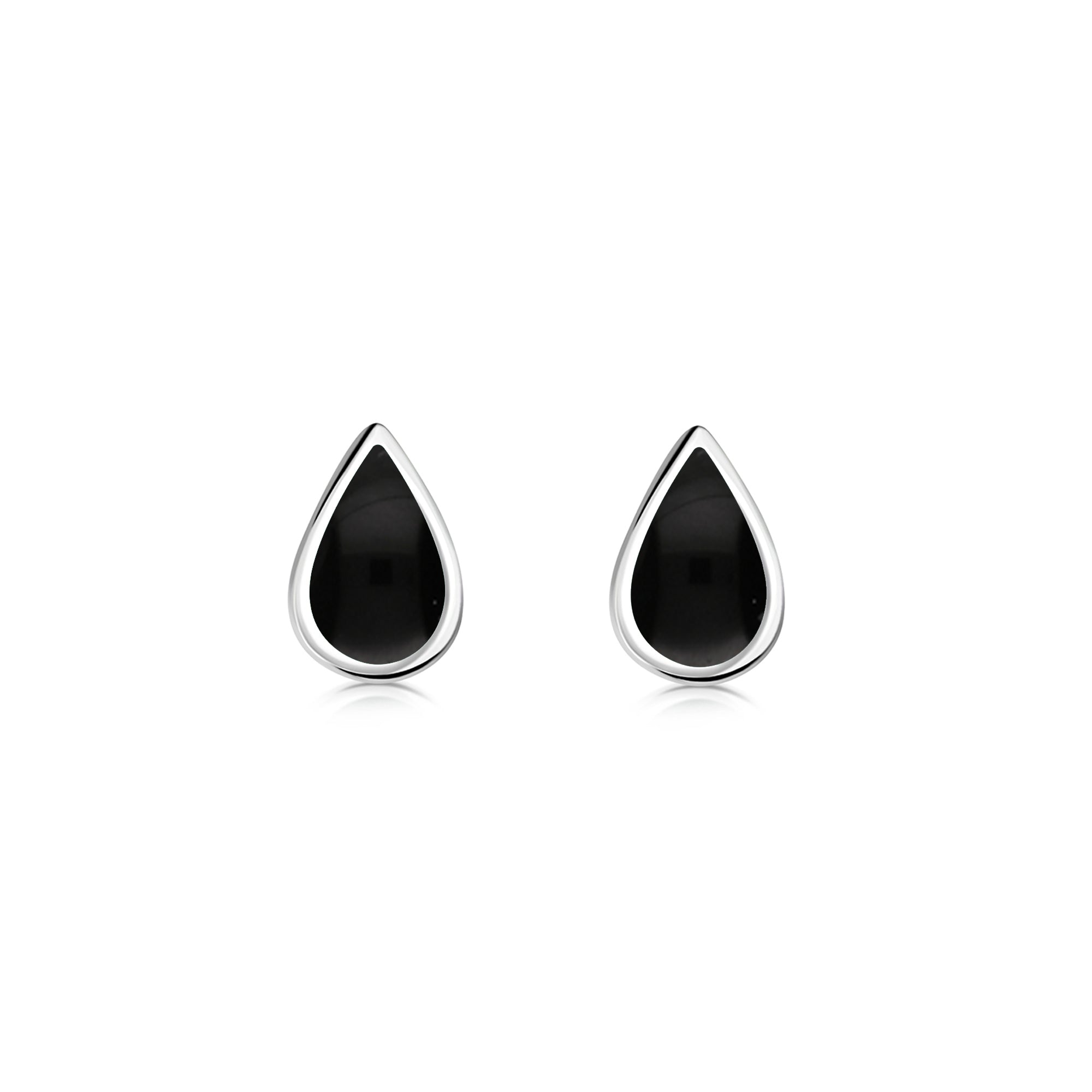 Whitby Jet Sterling Silver Small Teardrop Stud Earrings - Elegant Gothic Jewelry for Women, Perfect for Everyday Wear & Special Occasions
