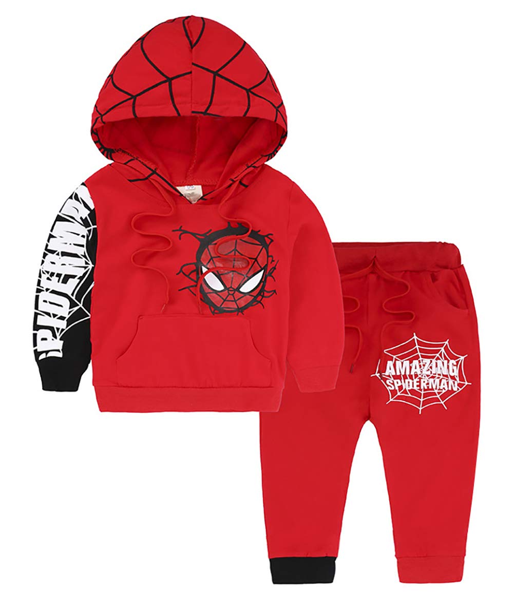 Shanleaf Cat Spiderman Hoodie and Pants Set for Toddler Boys - 2-Piece Long Sleeve Pullover Sweatshirt Outfit - Perfect for Halloween Costumes, Birthday Parties & Playtime