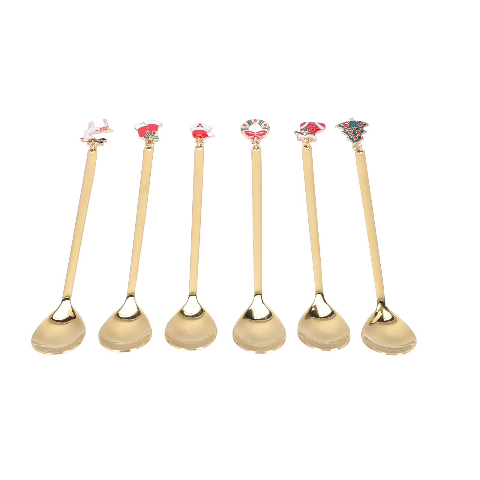 6-Piece Christmas Tableware Set - Stainless Steel Xmas Spoons, Espresso Spoons, Tea Spoons & Dessert Shovels for Holiday Serving | Perfect for Christmas Coffee, Cake & Party Decor