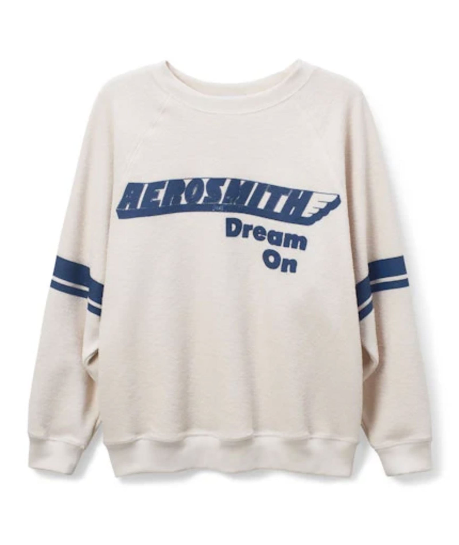 Daydreamer Women's Aerosmith Dream On Reverse Raglan Crew Sweatshirt | Vintage Band Graphic Pullover | Casual Streetwear & Concert Outfit