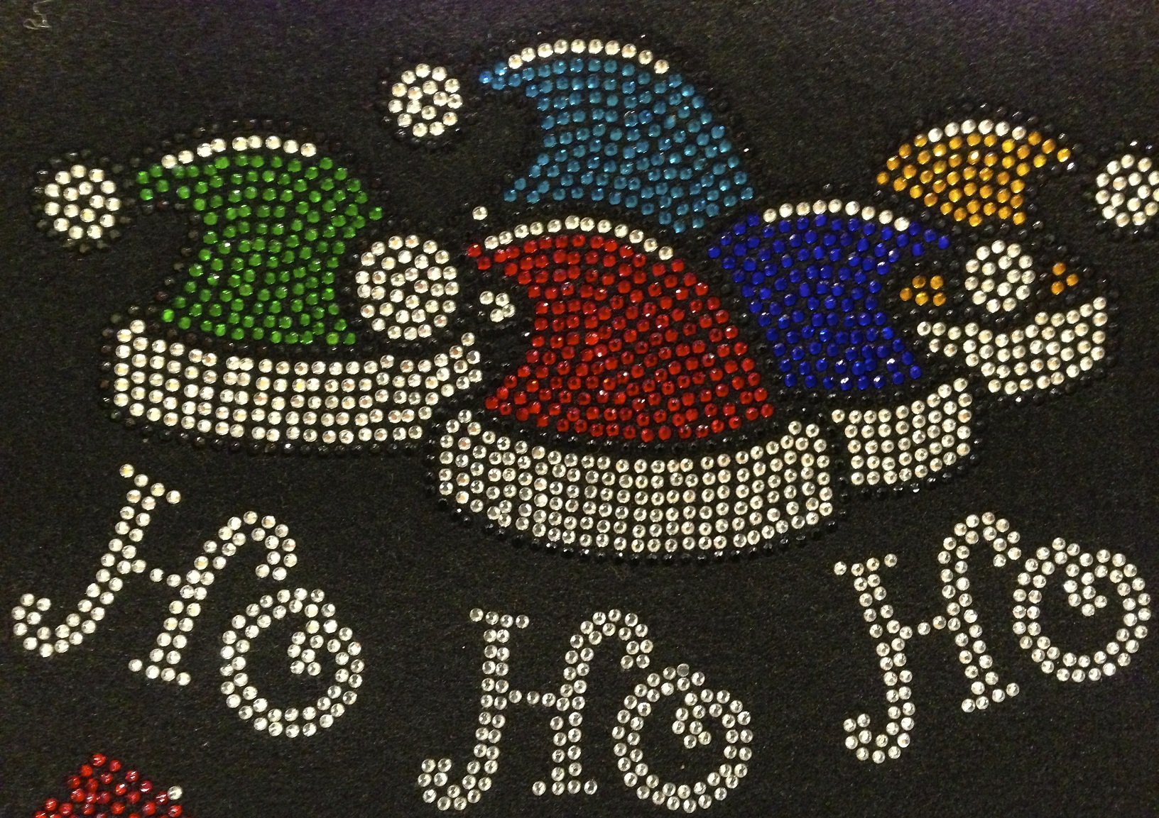 Ho Ho Ho Christmas Rhinestone Iron-On Transfer for DIY Holiday Hats & Apparel - Perfect for Festive Caps, Sweaters & Gifts