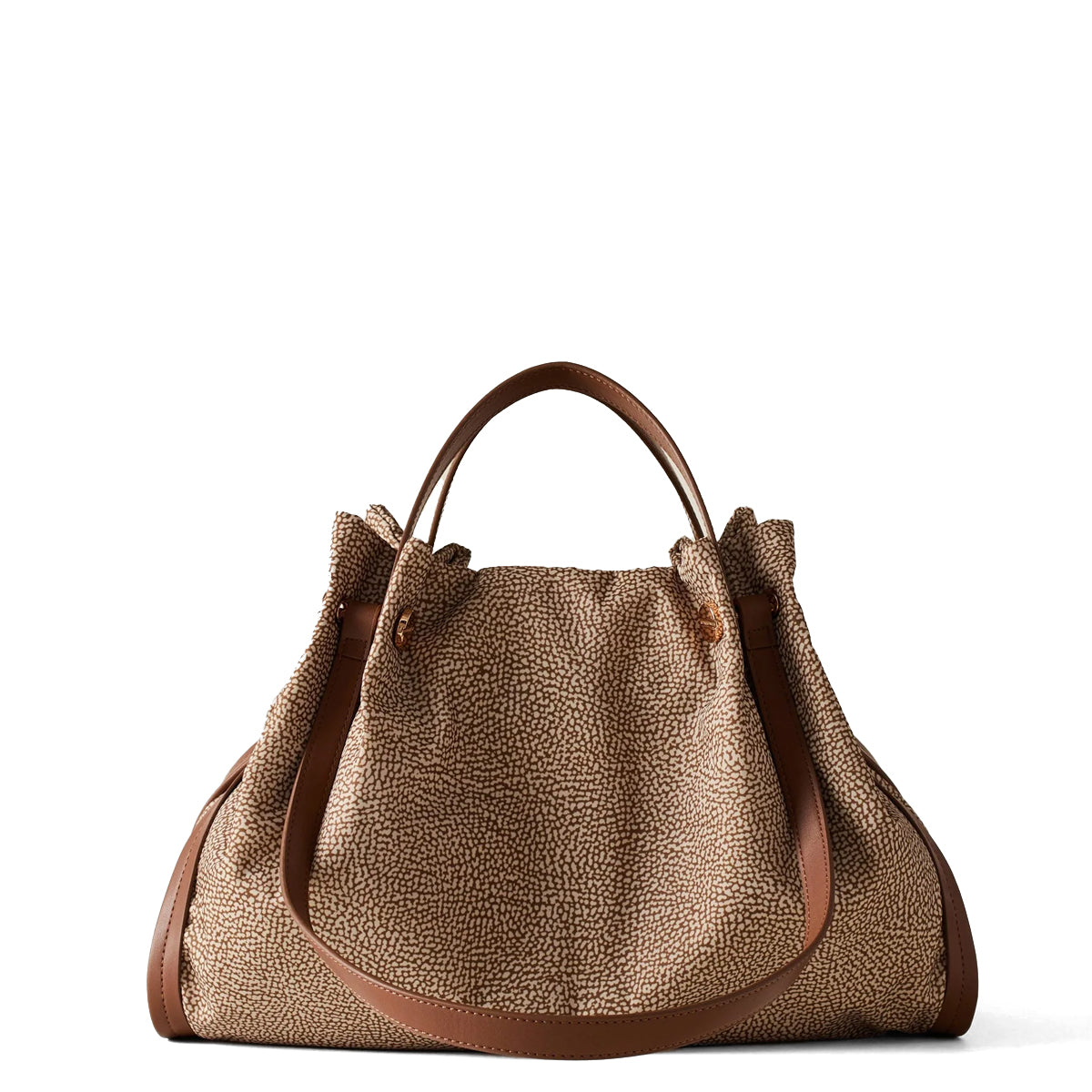 Borbonese New Orbit Medium Shopper Bag in Beige Marrone 924177AH1 - Perfect for Work, Travel & Everyday Use