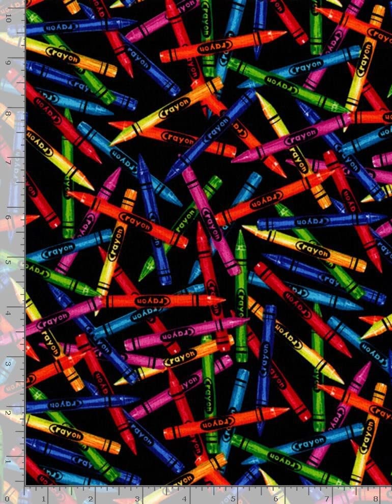 Timeless Treasures Quilt Fabric - Tossed Crayons Style C1488 Multi Black - Premium Cotton Fabric for Quilting, Sewing & Craft Projects - Perfect for DIY Blankets, Home Decor & Patchwork