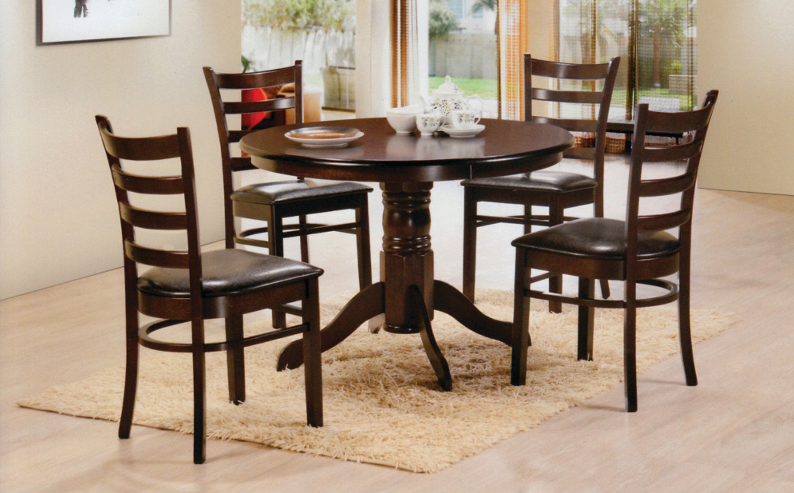 Premium Black PU Leather Cushioned Dining Chairs with Espresso Wooden Legs - Set of 2 for Kitchen, Dining Room, or Office - Comfortable & Stylish Seating Solution