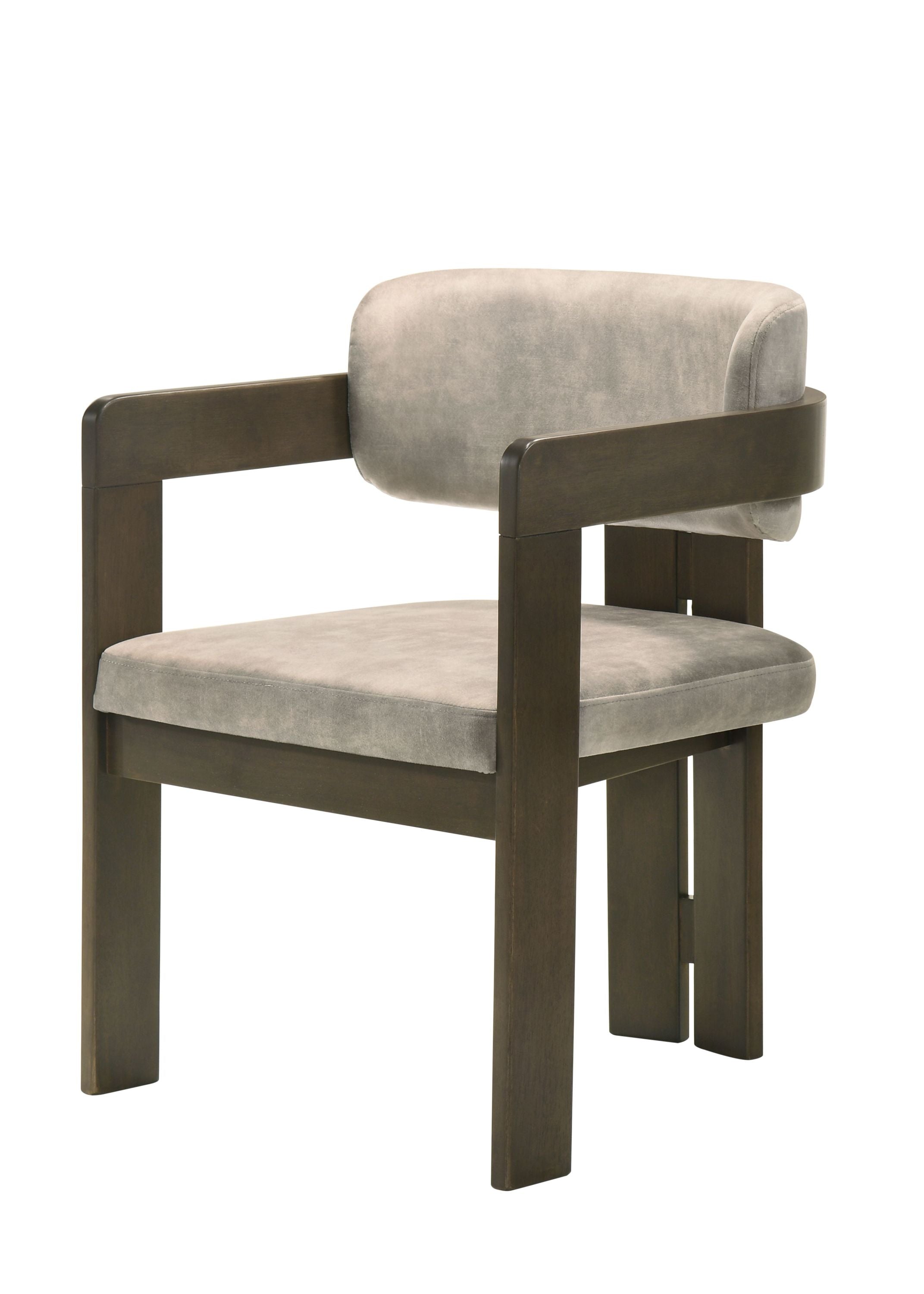 Destin Light Gray Polished Microfiber & Walnut Finish Side Chair - Modern Dining Room Accent Chair for Kitchen, Office, and Living Room