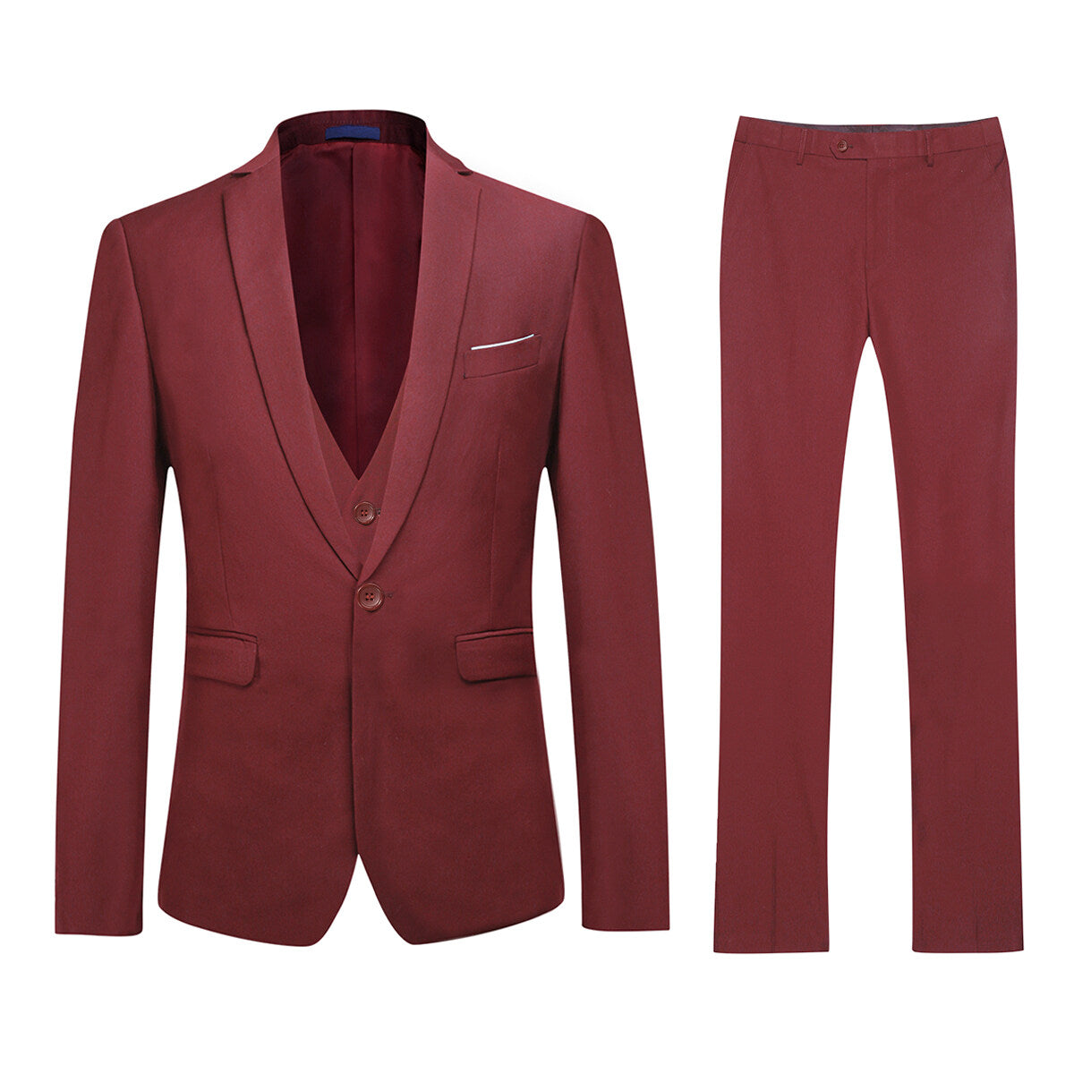 3-Piece One-Button Formal Suit for Men - Classic Red Business Suit Set | Perfect for Weddings, Office Meetings & Special Occasions