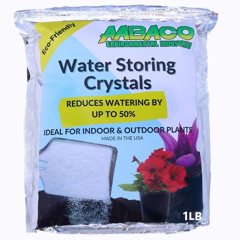 AABACO Water Storing Crystals for Plants - Indoor & Outdoor Soil Additive to Reduce Watering Frequency - Heat Protection for Healthier Gardens - Ideal for Drought-Prone Areas & Container Gardening (1LB)