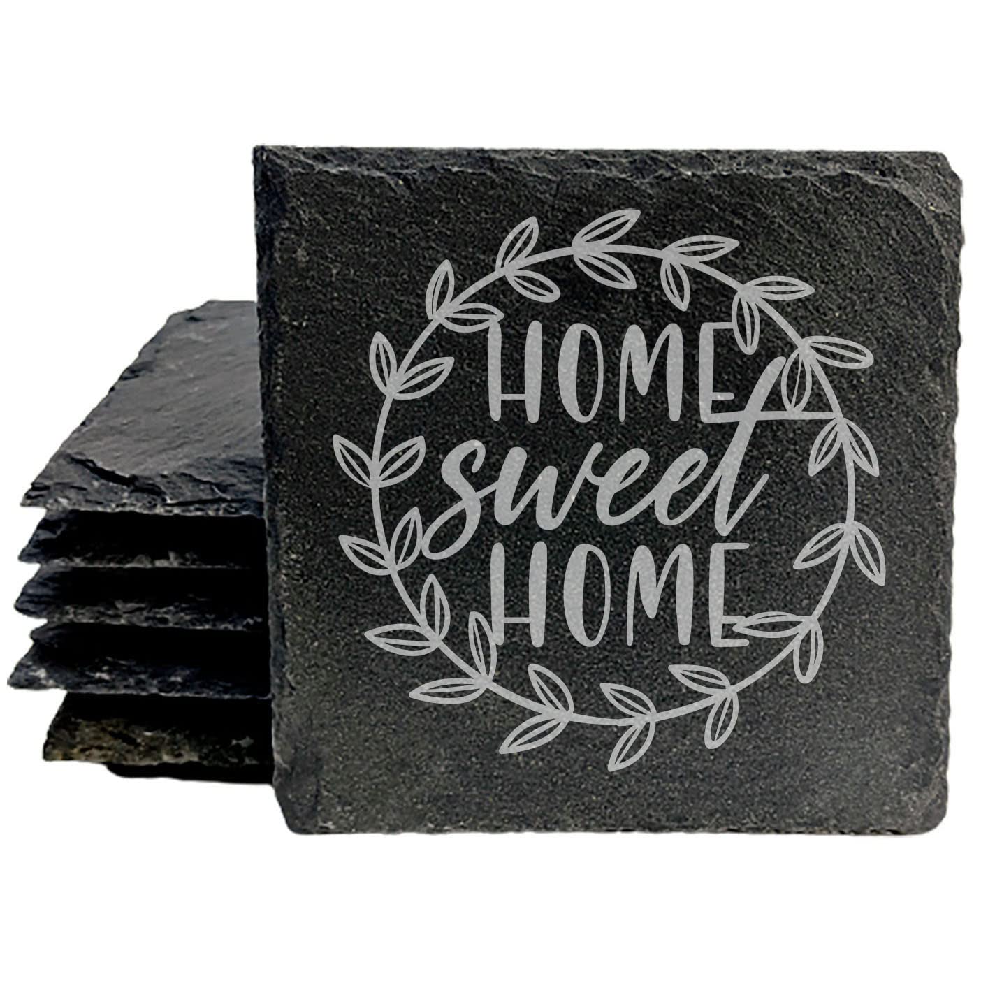 Beautiful Floral Coasters Set of 4 - Rustic Slate Square Coasters for Home Decor, Housewarming Gift, Perfect for Coffee Table, Dining Table & Kitchen Use