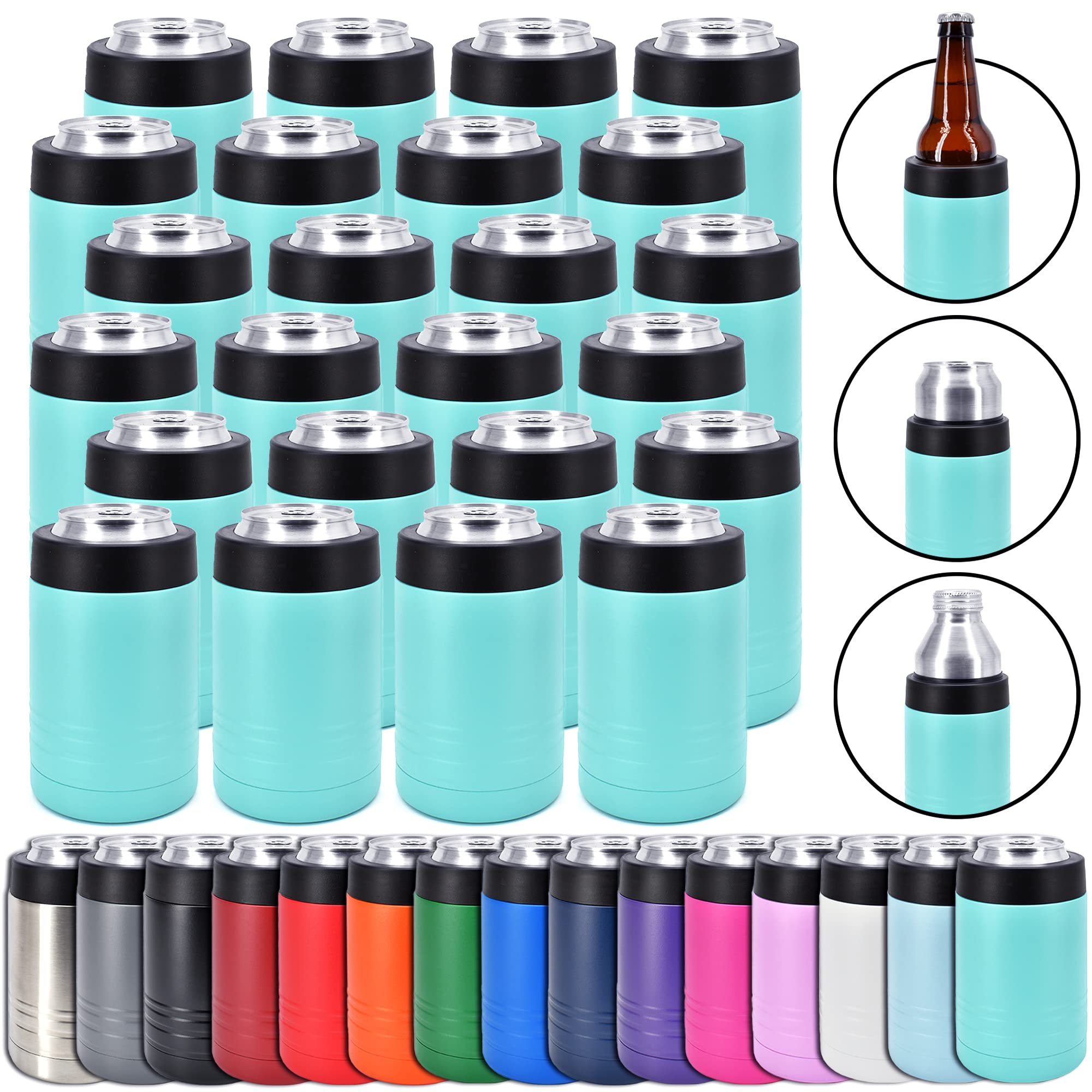 Clear Water Home Goods - 24-Pack 12 oz Stainless Steel Double Wall Vacuum Insulated Tumblers | Keeps Drinks Cold for 24 Hours | Powder Coated Teal | Perfect for Office, Gym, Picnics & Outdoor Activities