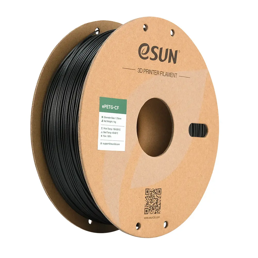 eSUN PETG Carbon Fiber Filament 1.75mm 1kg Spool - Black | High-Strength 3D Printing Material for Functional Parts, Automotive & Engineering Prototypes