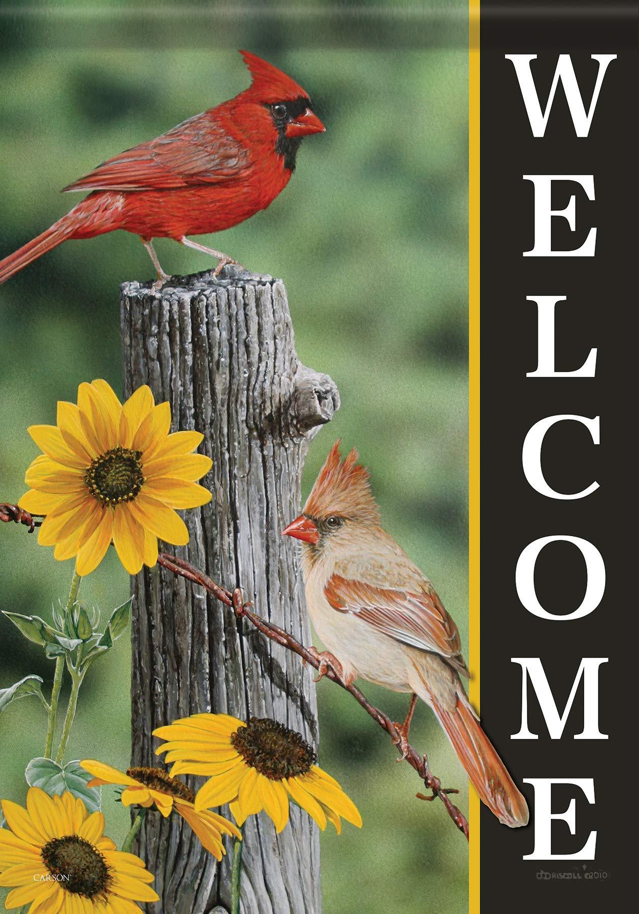 Cardinal Garden Welcome Flag for Fence Post - Decorative Outdoor Yard Sign for Home & Garden Decor | Perfect for Front Yard, Backyard, and Seasonal Displays