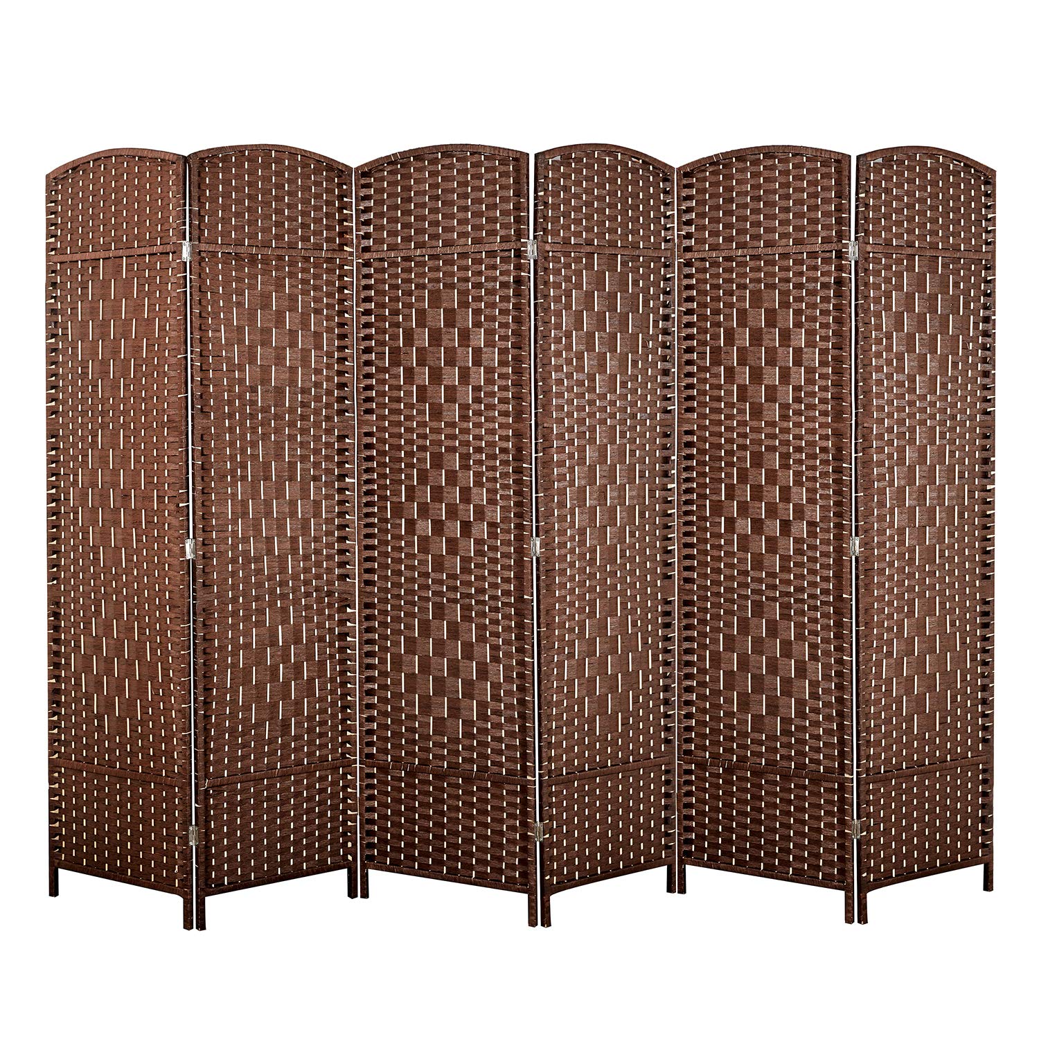 Natural Fiber Room Divider Screen - 6-Panel Woven Privacy Partition with Double Hinges for Bedroom, Living Room, Office & Dining Area | Home Decor & Space Separator for Indoor Use