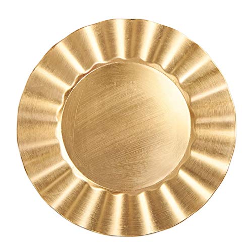 Gold Round Fan Edge Charger Plate Set of 3 - Elegant Serving Plates for Wedding, Party, and Dessert Display