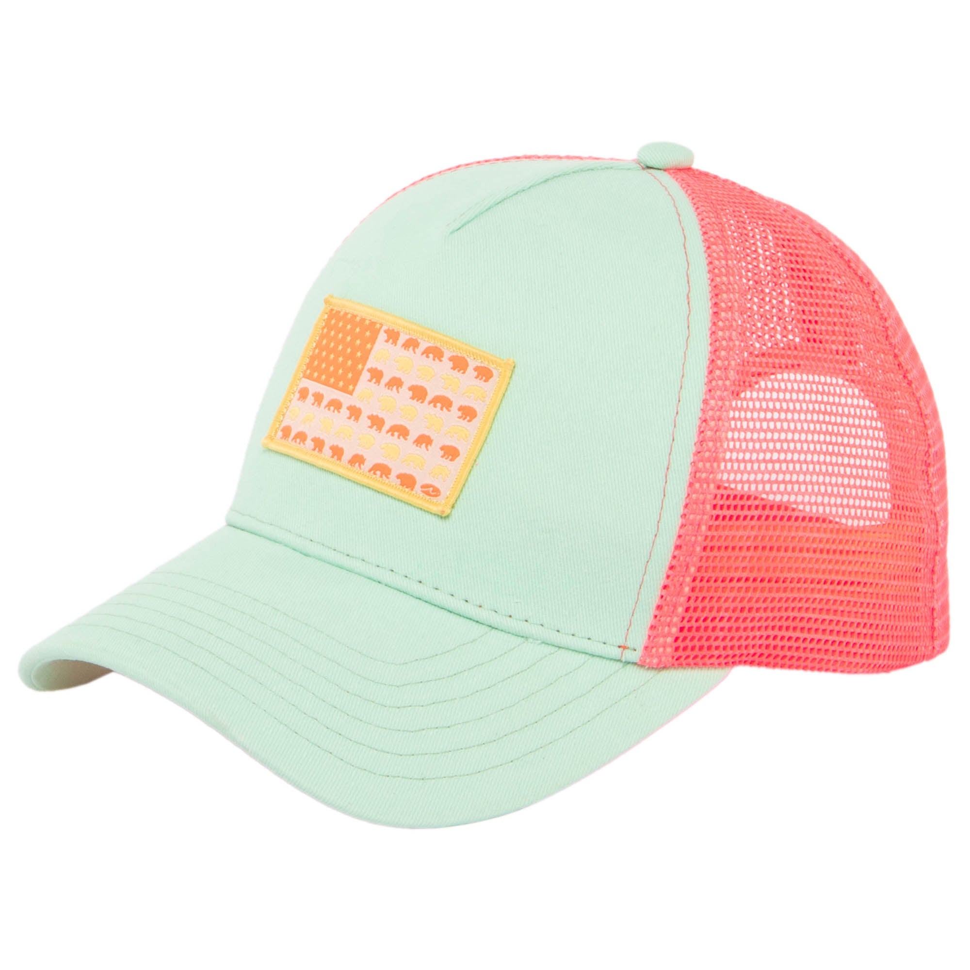 California Bear Flag Kids 5-Panel Snapback Trucker Hat - Stylish Adjustable Cap for Boys & Girls - Perfect for Outdoor Activities, Sports, and Casual Wear