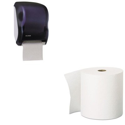 San Jamar T1300TBK Black Touchless Paper Towel Dispenser & SCOTT 01000 High Capacity Roll Towel Value Kit - Commercial Grade, Hygienic Automatic Hand Dry Solution for Restaurants, Offices & Public Restrooms