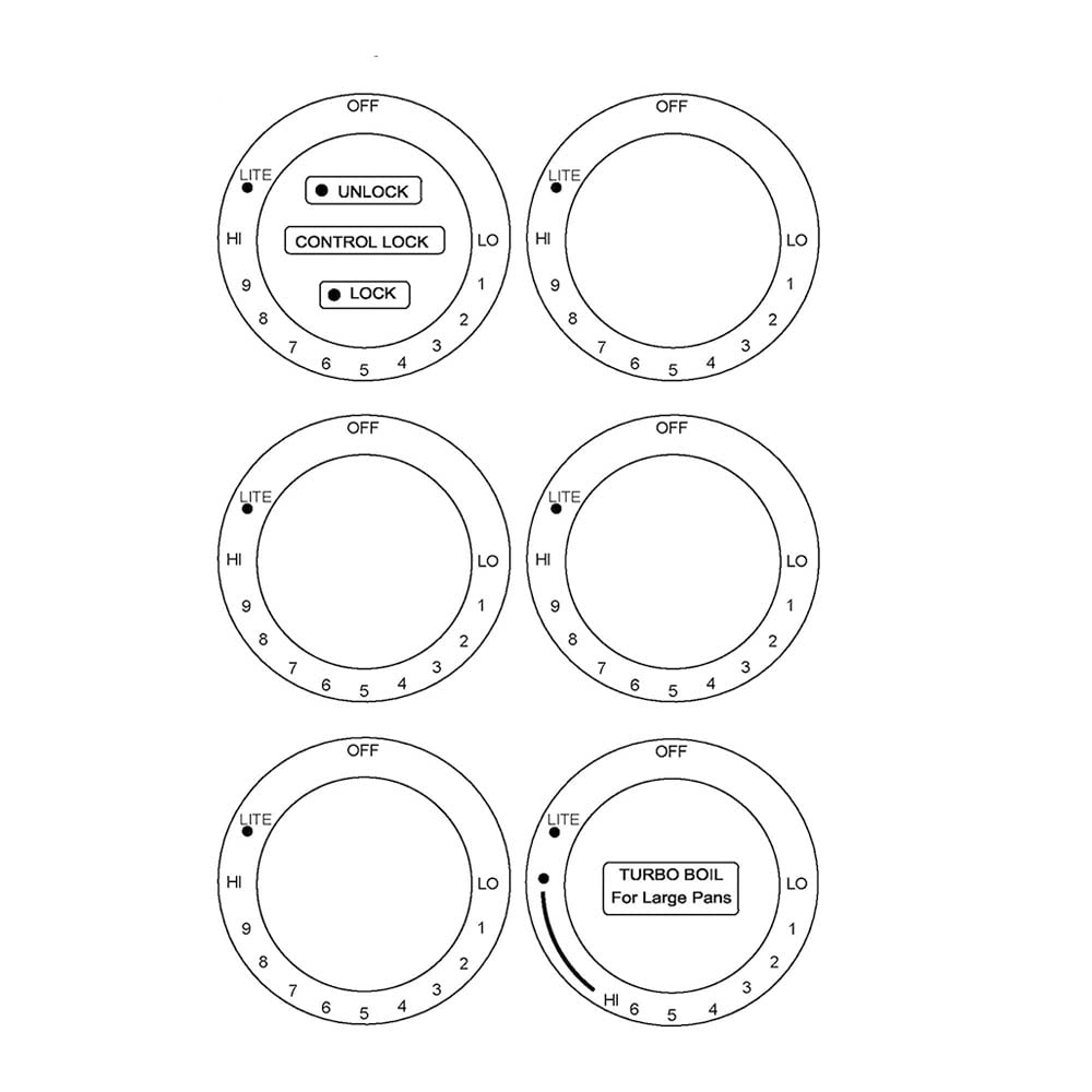 MANWU Low Profile High Heat Cooktop Stove Decals - Durable Replacement Stickers for Hob & Cooker Top - Perfect for Kitchen Upgrades & Appliance Protection