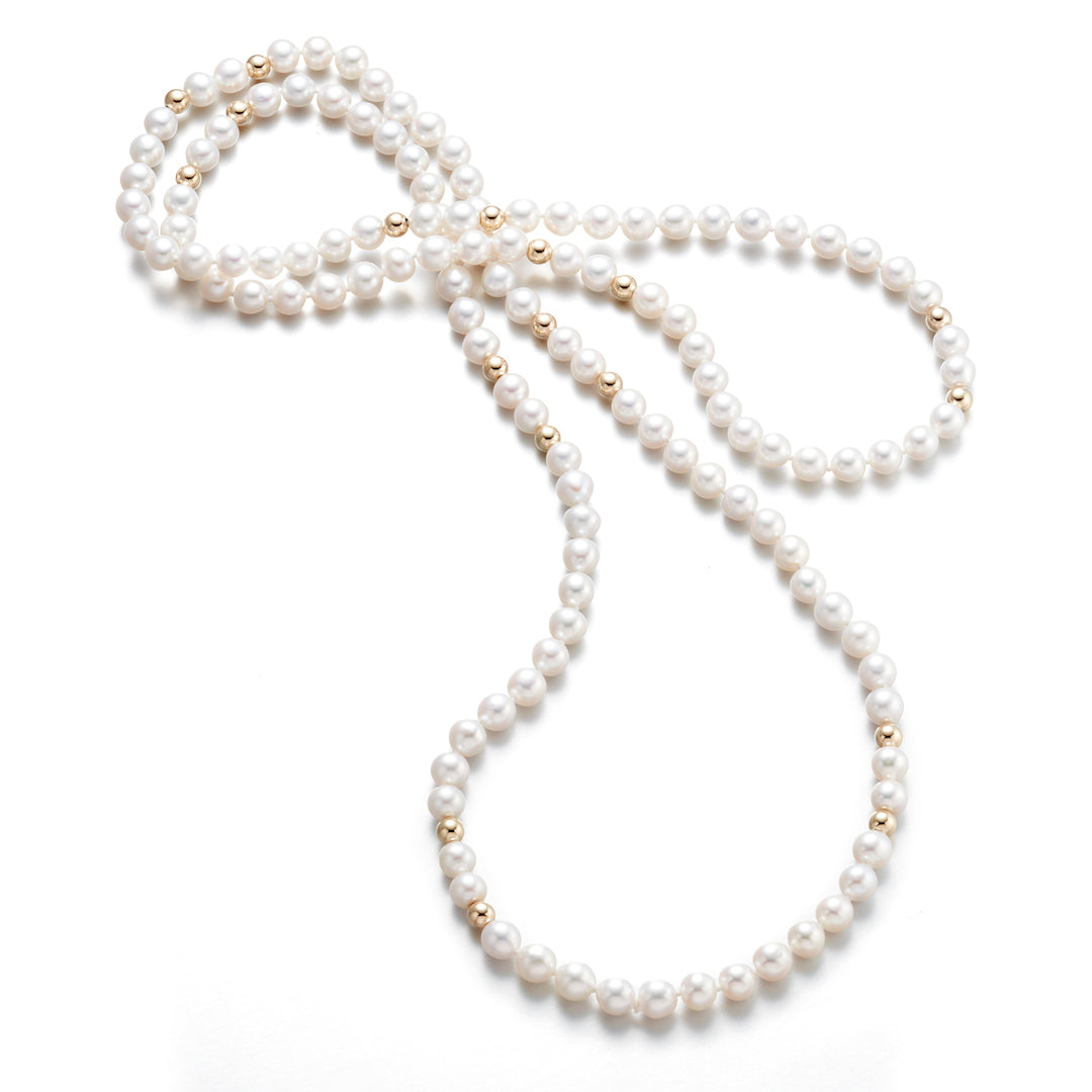 6mm Pearl & Gold Rope Necklace for Women - Elegant Layered Jewelry Gift for Birthday, Anniversary & Special Occasions