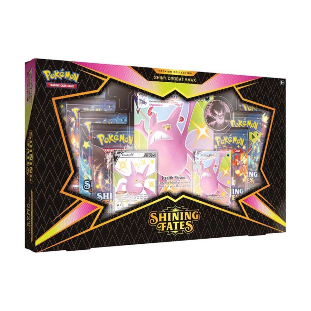 Pokemon Shiny Crobat VMAX Premium Collection Box - Limited Edition Trading Card Game (TCG) Set for Collectors & Players - Perfect for Battles, Gifts & Display
