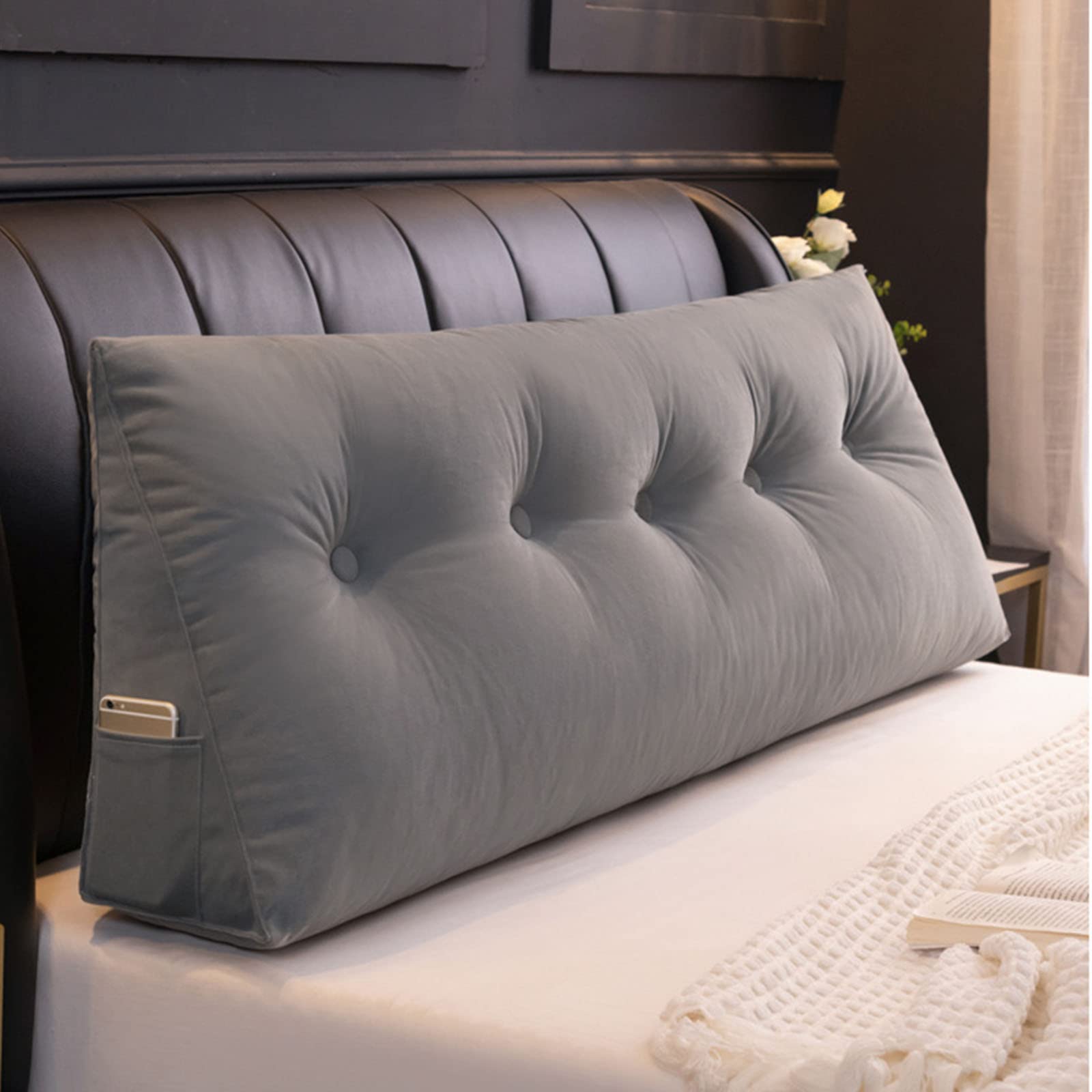 QINAIDI Reading Pillow - 59in Wedge Backrest Cushion for Bed & Sofa