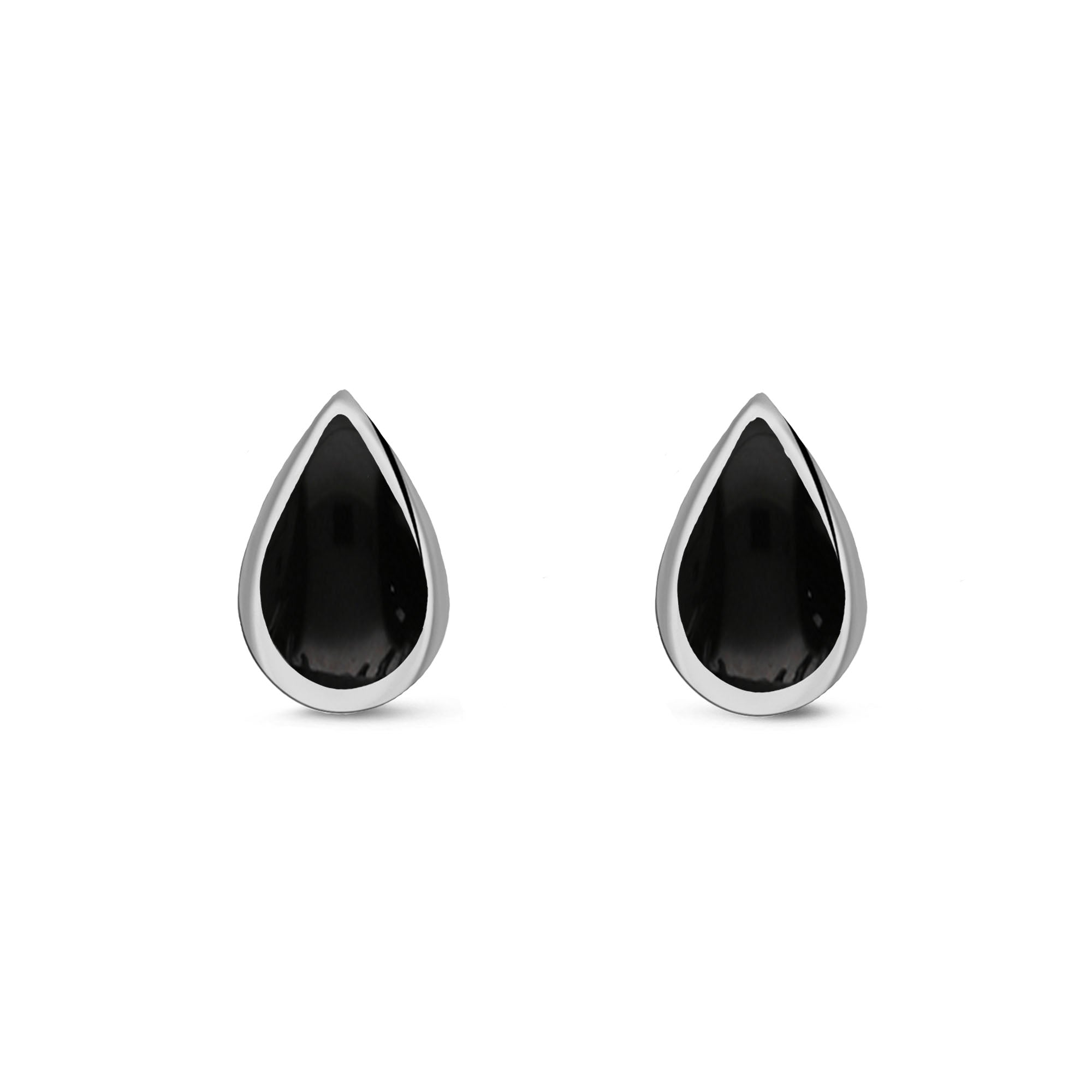 Whitby Jet Teardrop Stud Earrings - Sterling Silver Dangle Earrings for Women, Gothic Jewelry for Everyday Wear & Special Occasions