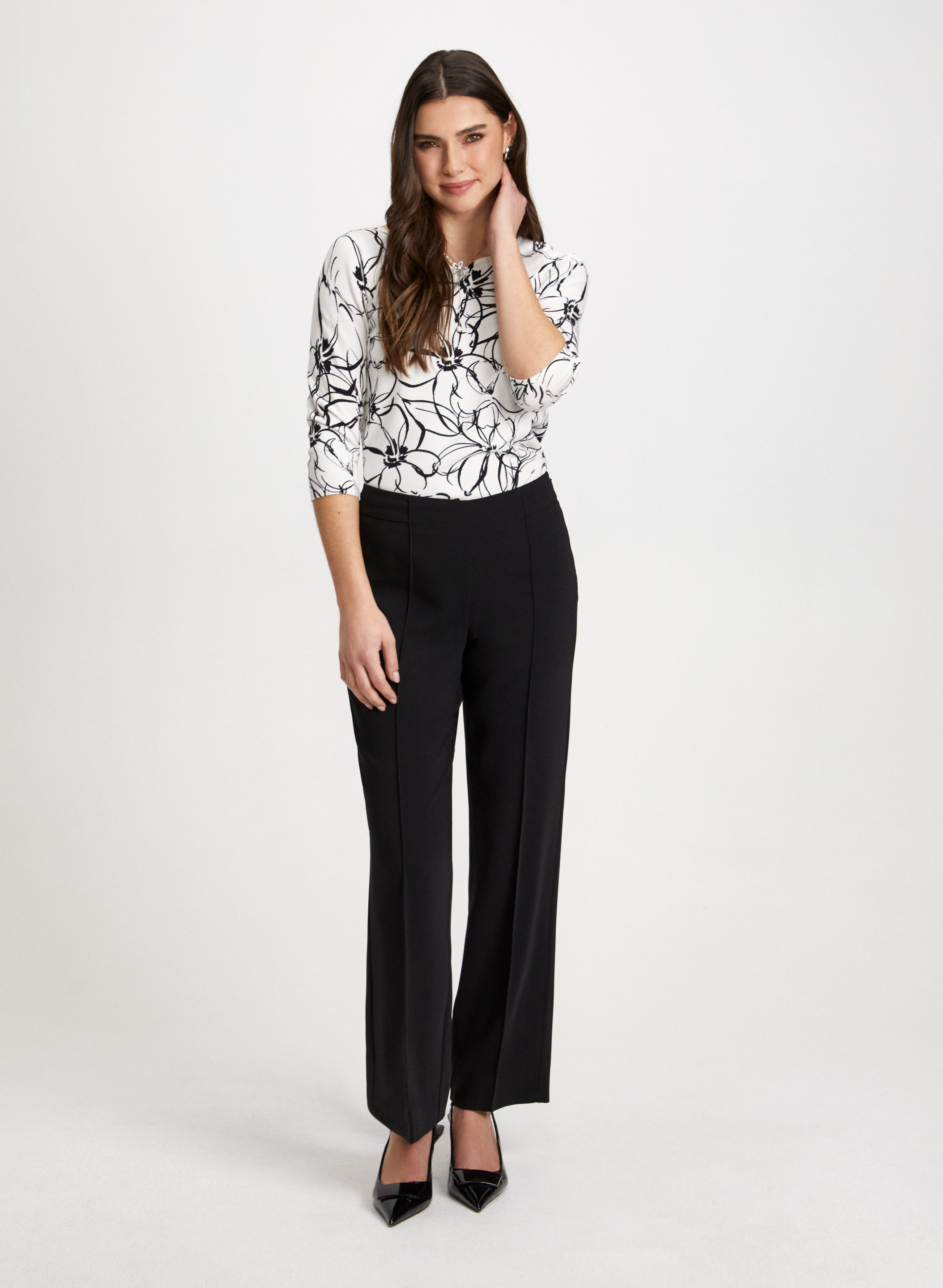Floral Print Sweater & Wide Leg Pants Set - Women's Boho Chic Outfit for Casual Wear, Office & Date Night