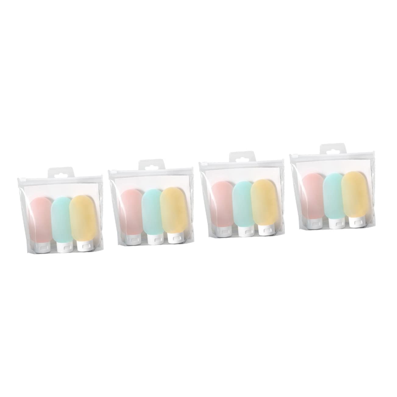 FOMIYES 4-Pack Clear Refillable Silicone Travel Bottles Set for Shampoo, Liquid Makeup & Toiletries - Leak-Proof Squeeze Bottles with Travel Pouches - Perfect for Airplane, Gym & Vacation Essentials