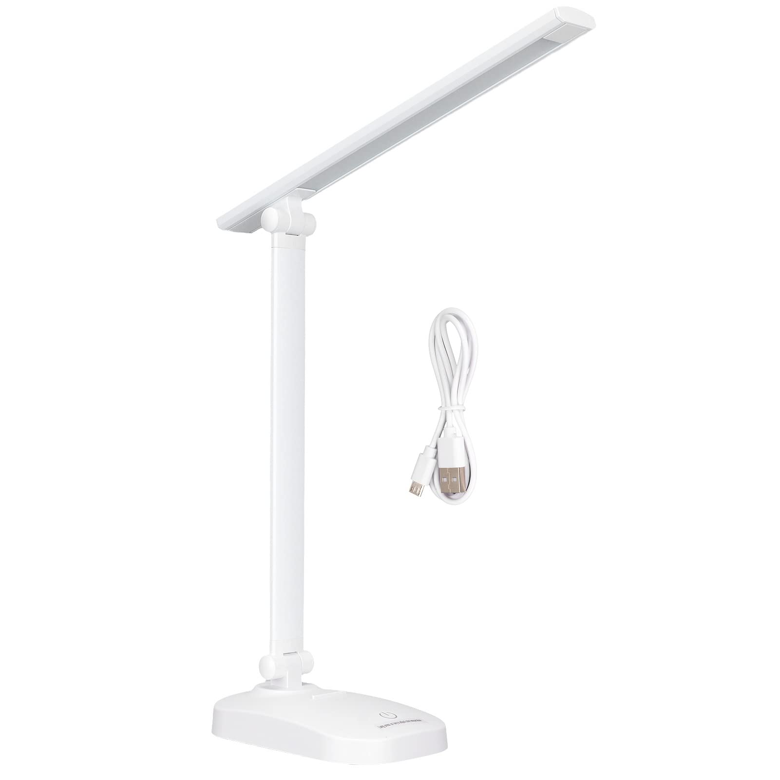 WALFRONT Foldable Desk Lamp - 5W LED Office Lamp with 3 Lighting Modes & 3 Brightness Levels, Adjustable Gooseneck for Bedroom, Study, Dorm, Office (White) | Perfect for Reading, Working & Night Light Use